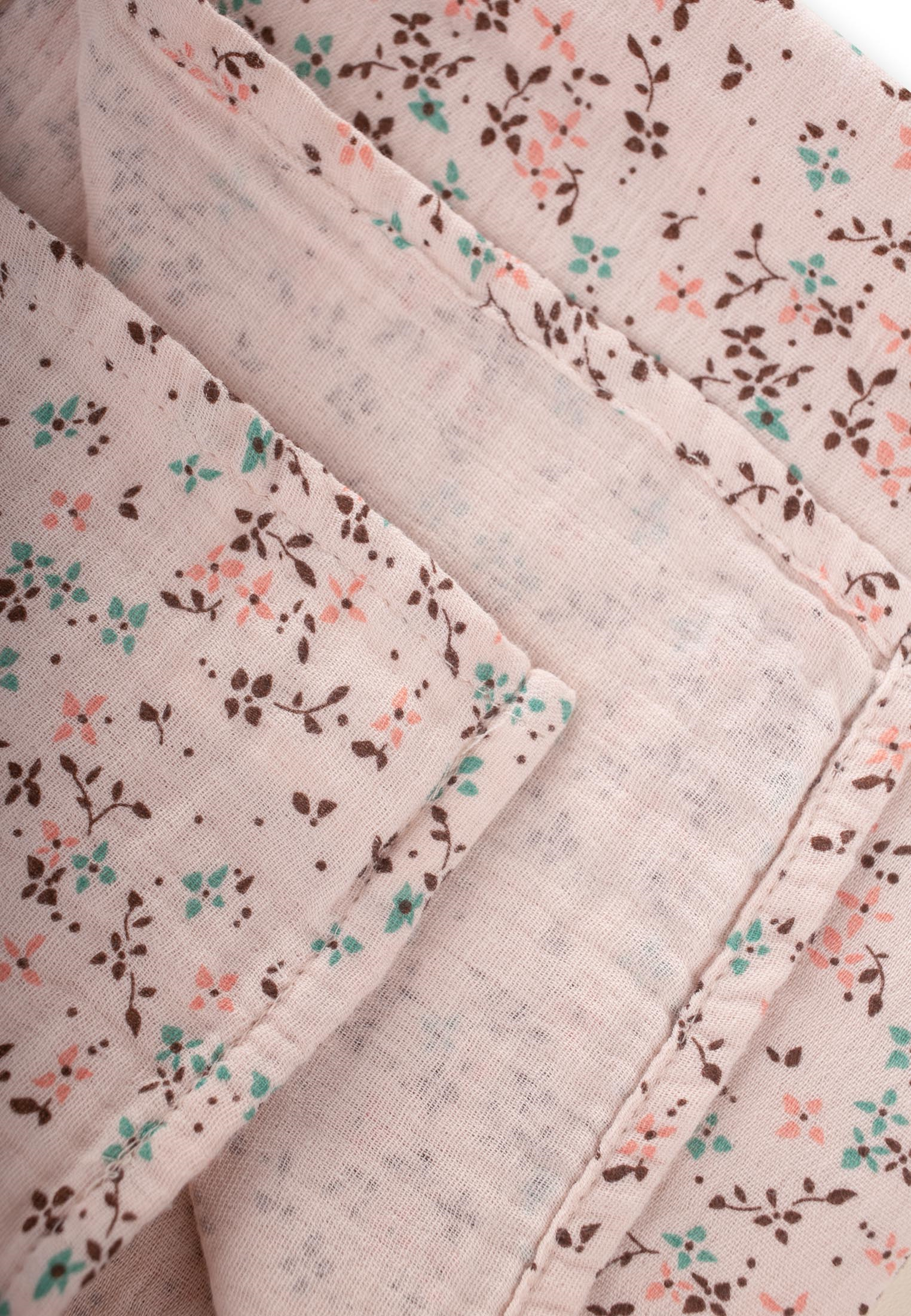 CigitBaskılı Müslin Battaniye 90X100 Cm PUDRA ÇİÇEKLİ