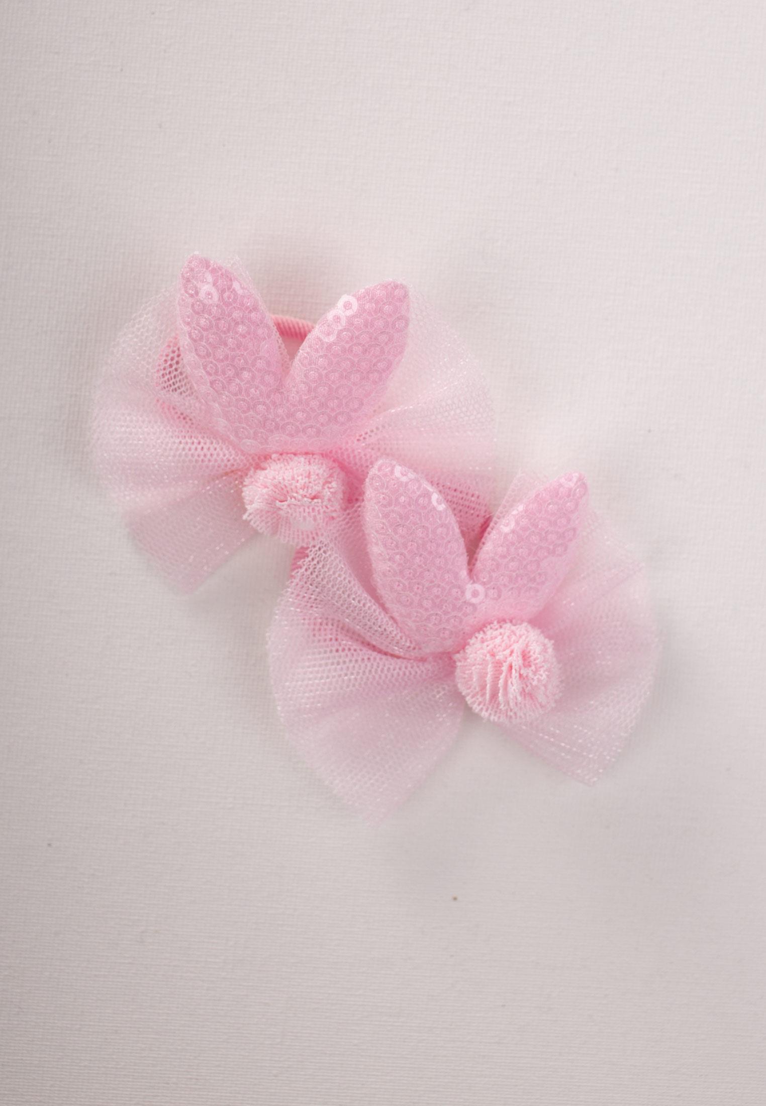 CigitTavşan Kulaklı Tüllü Lastik Toka PUDRA