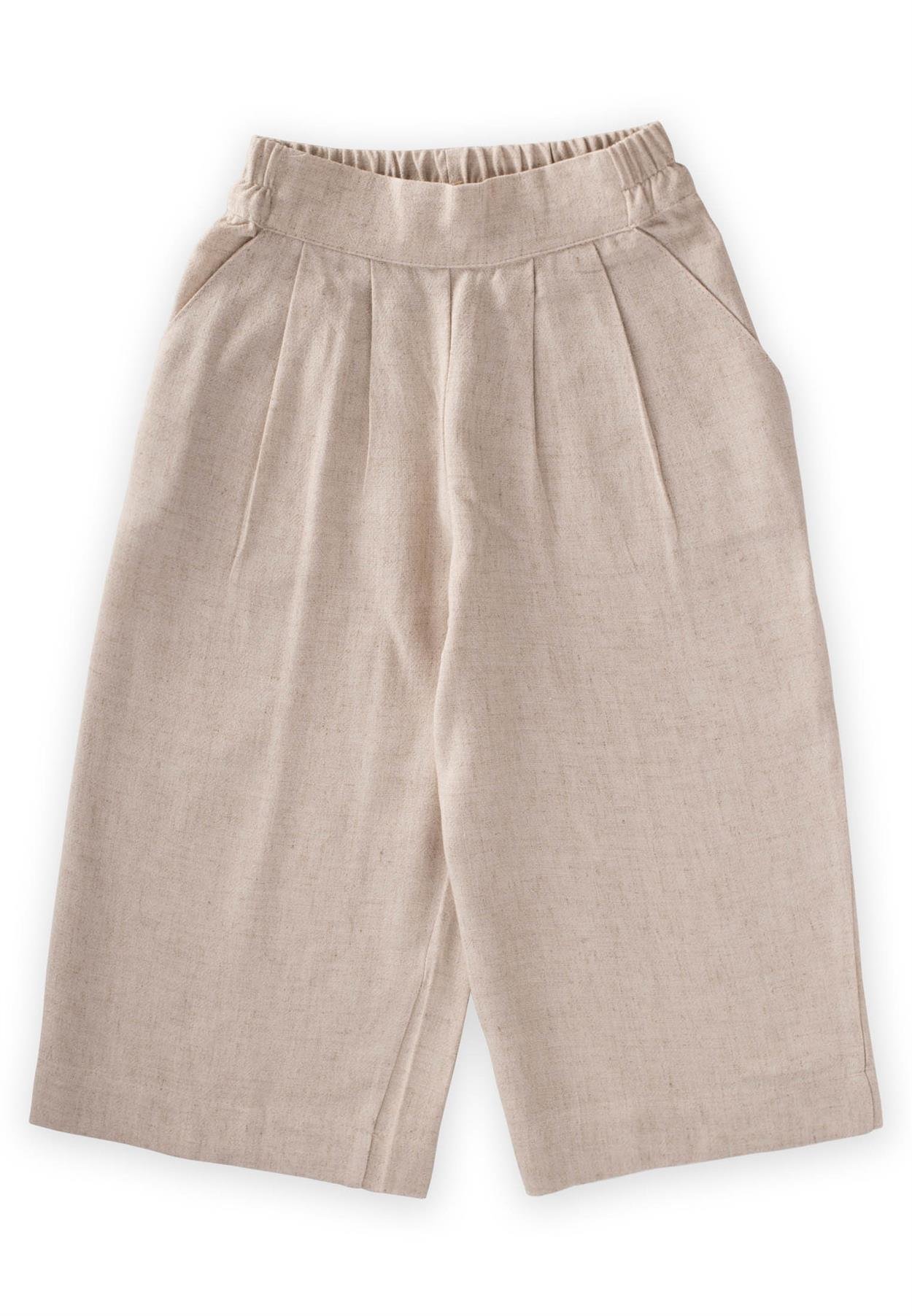 CigitPileli Bol Pantolon 2-7 Yaş NATUREL