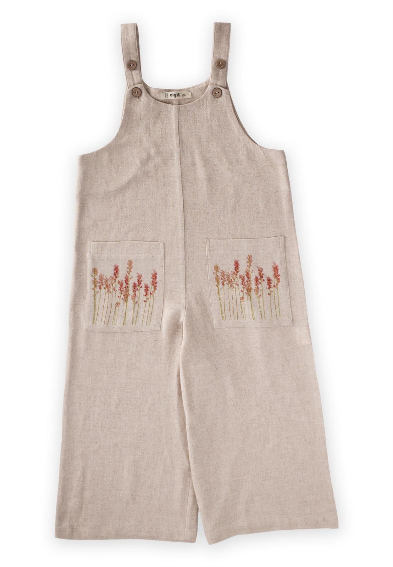 CigitUzun Cepli Salopet 2-7 Yaş NATUREL