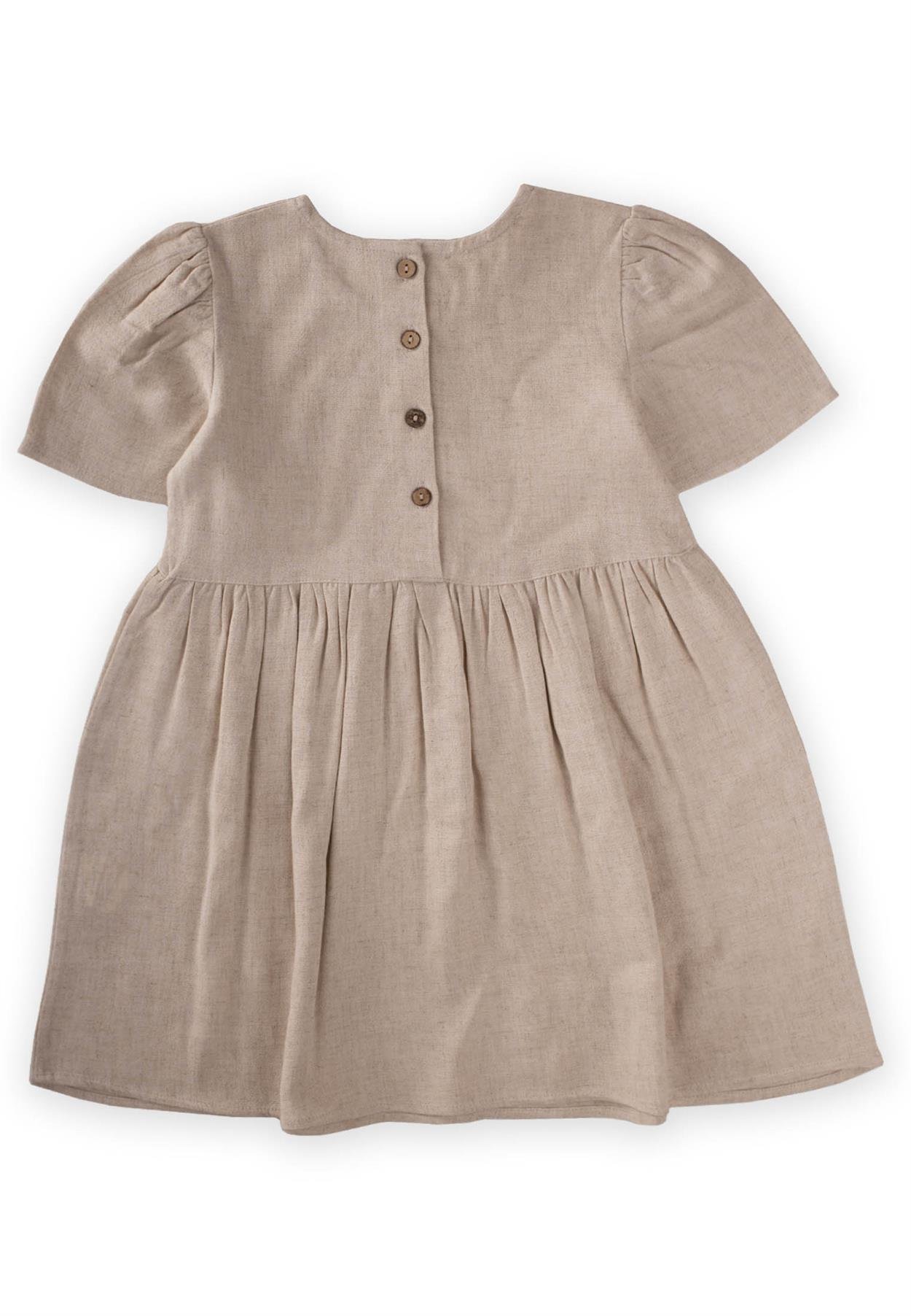 CigitKalp Taşlı Elbise 2-7 Yaş NATUREL