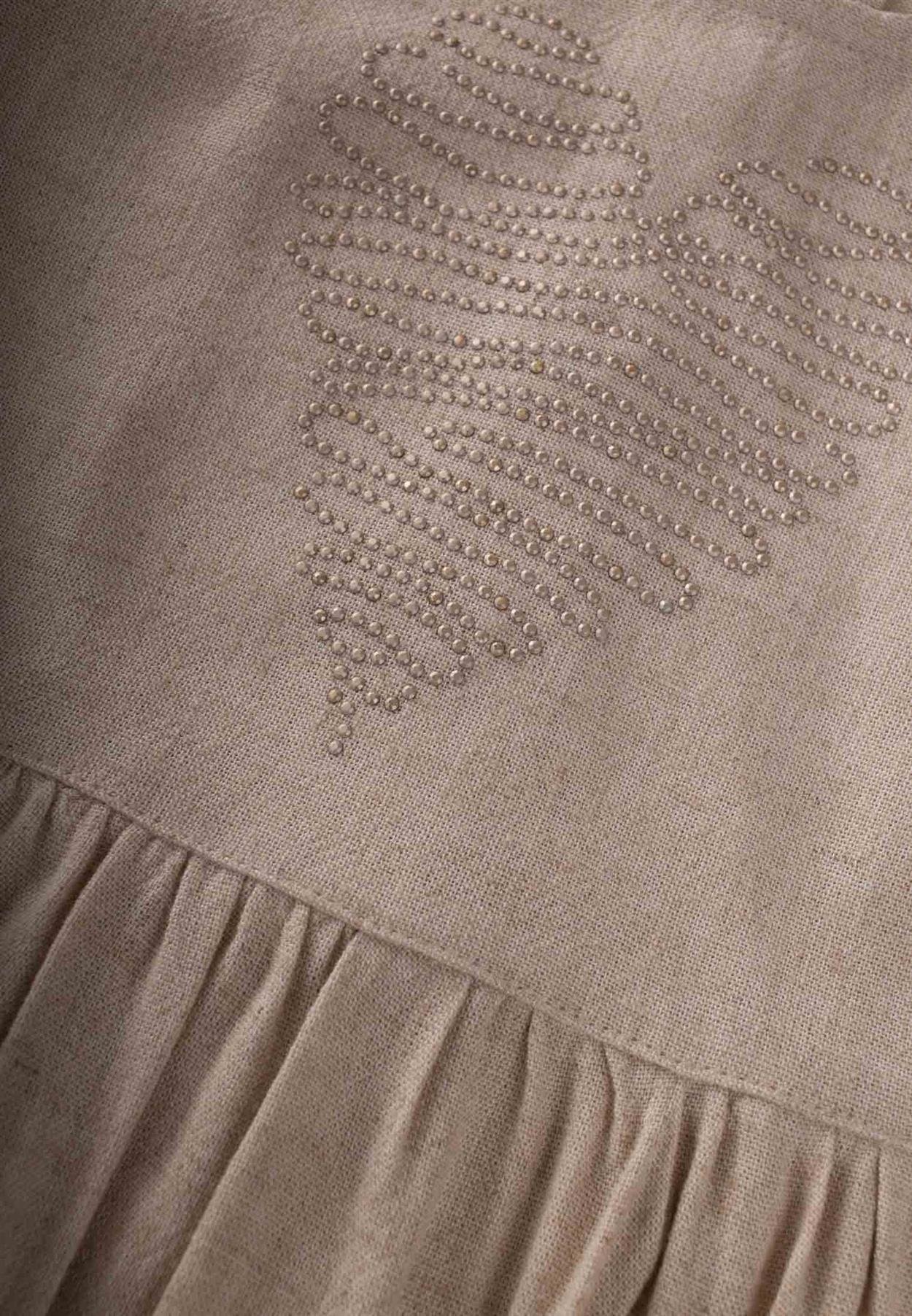 CigitKalp Taşlı Elbise 2-7 Yaş NATUREL