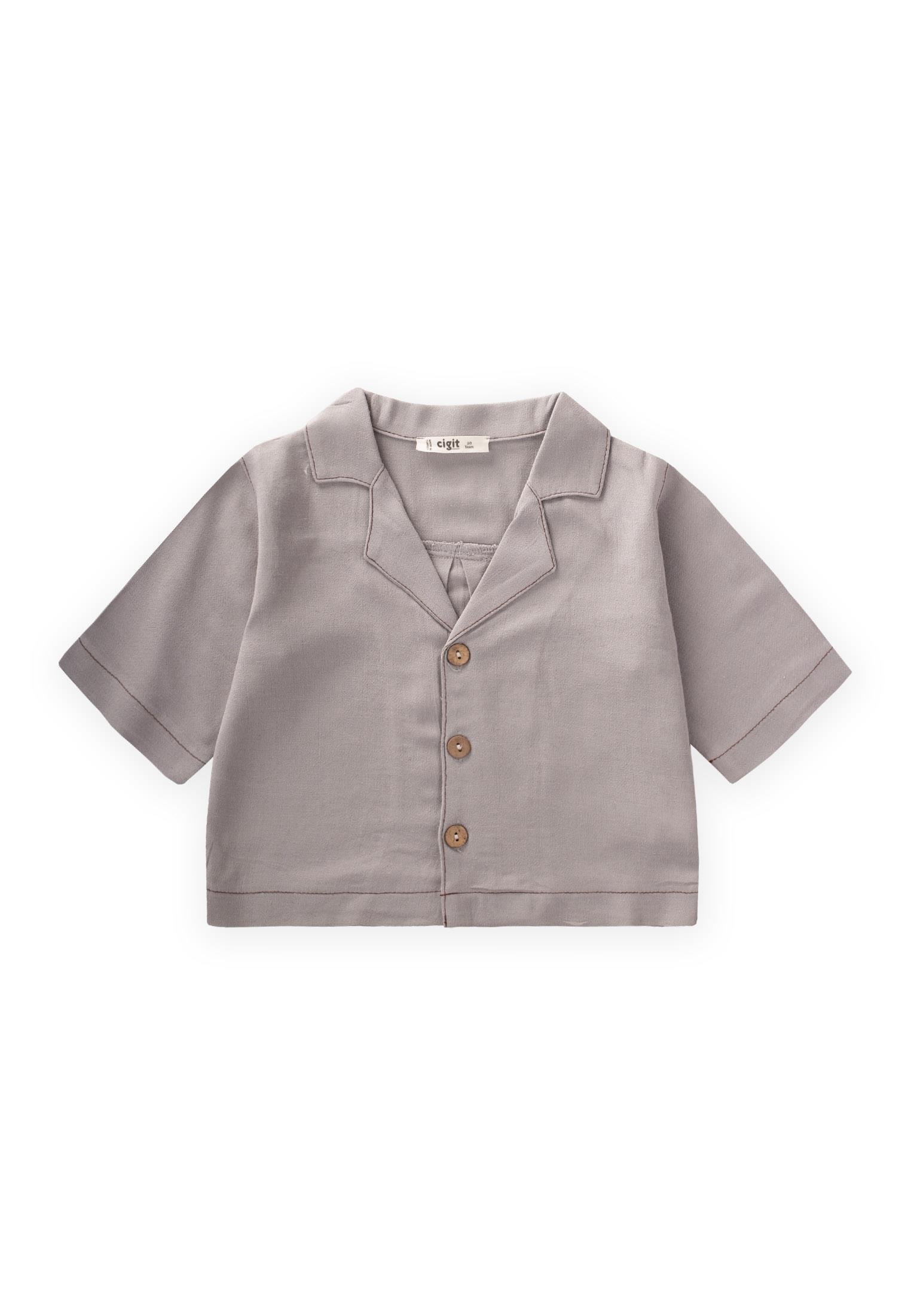 CigitKeten Kalın Taba Dikişli Ceket 2-7 Yaş A GRİ