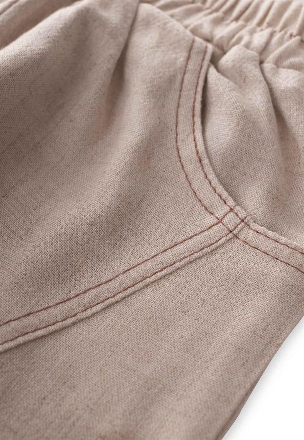 CigitDizi Kapaklı Keten Pantolon 2-7 Yaş NATUREL