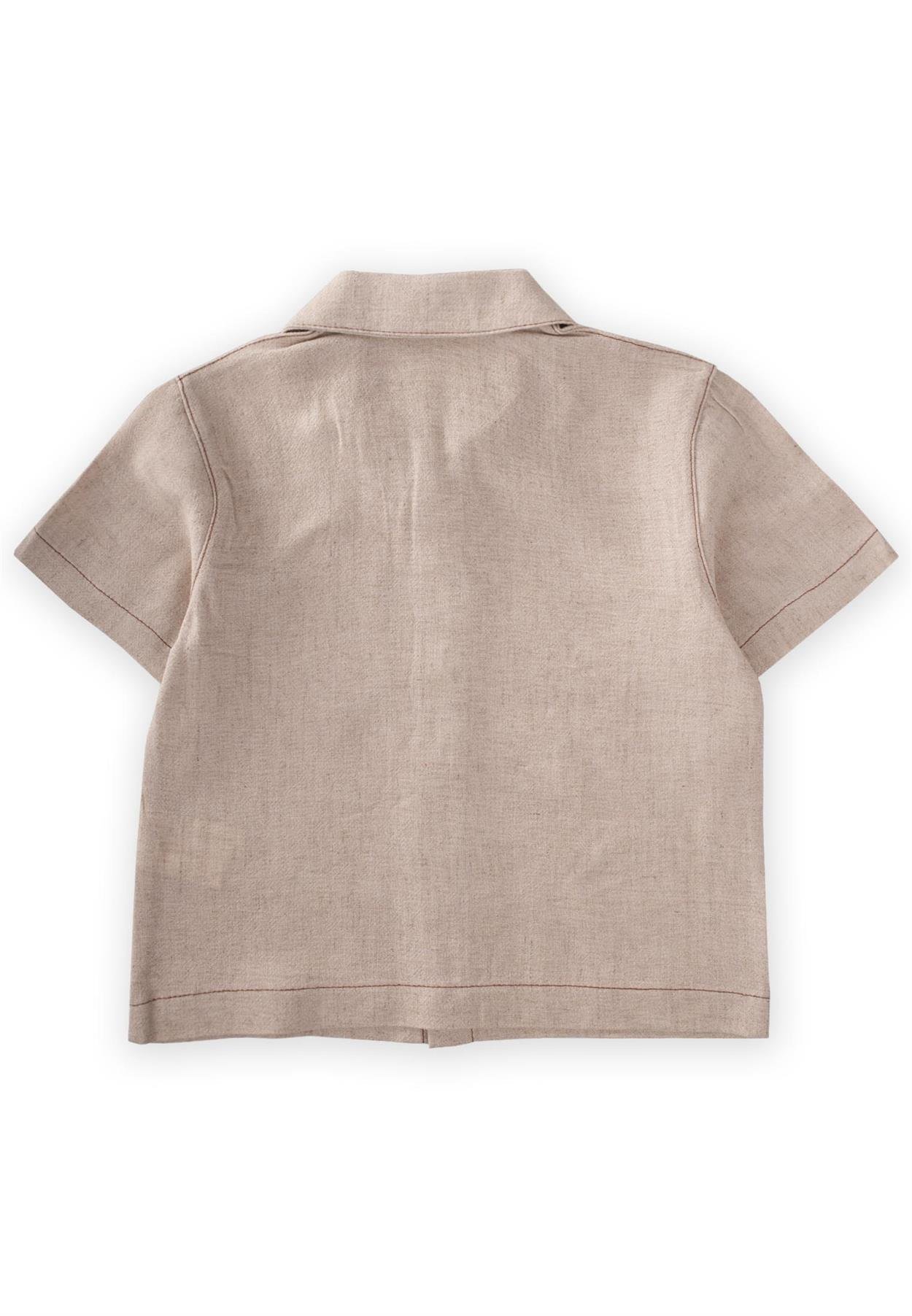 CigitKısa Kollu Keten Gömlek 2-7 Yaş NATUREL