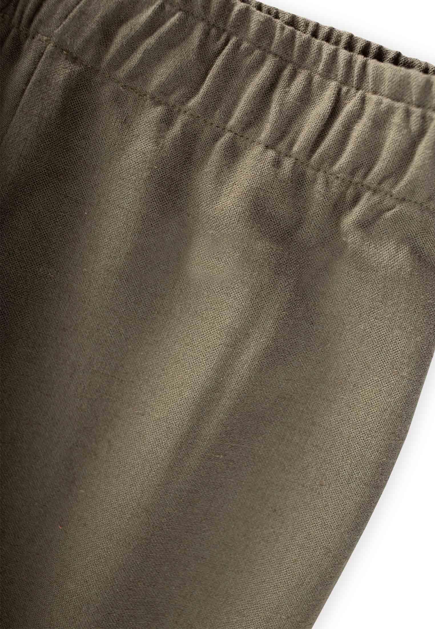 CigitBeli Fırfırlı Bol Keten Pantolon 2-7 Yaş HAKİ YEŞİL
