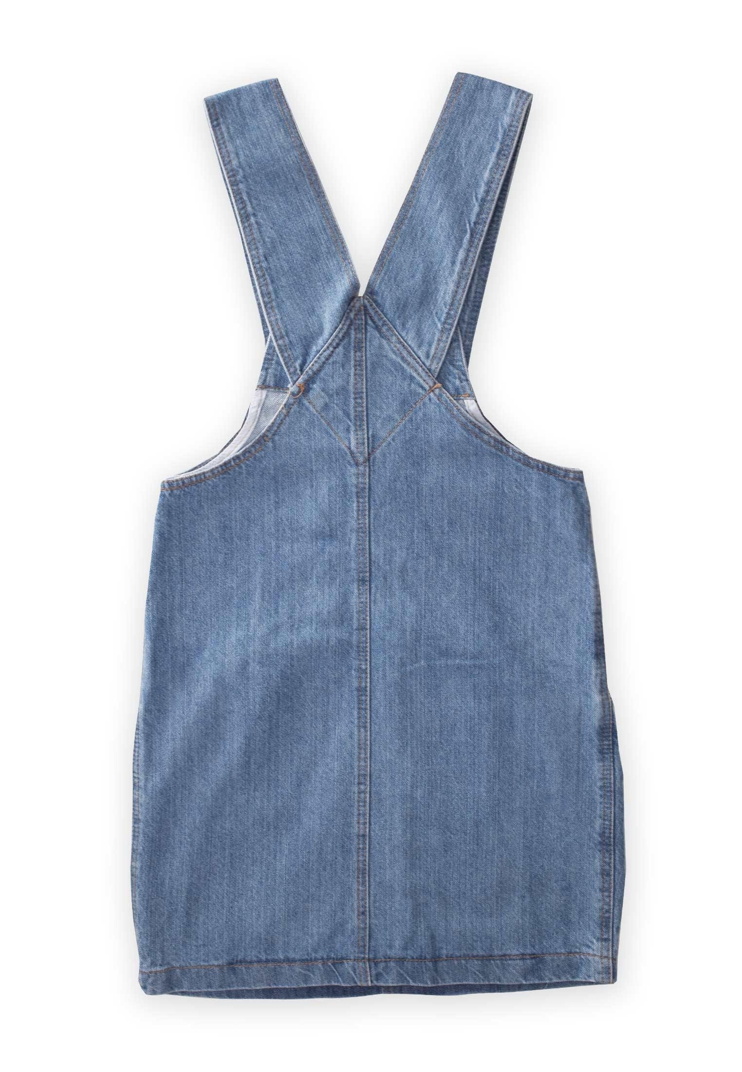 CigitBüzgülü Cepli Kot Elbise 2-7 Yaş MAVİ