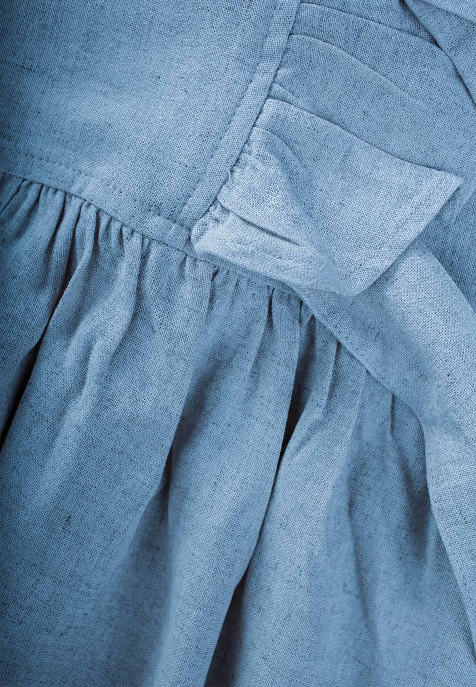 CigitYanları Bağcıklı Keten elbise 2-7 Yaş MAVİ