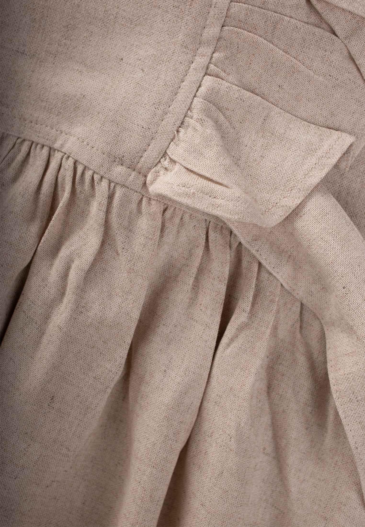 CigitYanları Bağcıklı Keten elbise 2-7 Yaş NATUREL