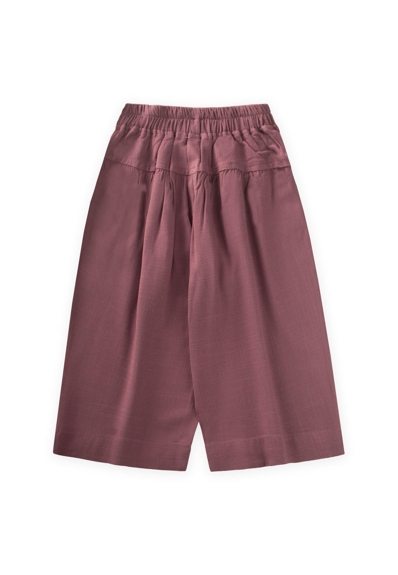 CigitKorsajlı Büzgülü Keten Pantolon 2-7 Yaş MÜRDÜM