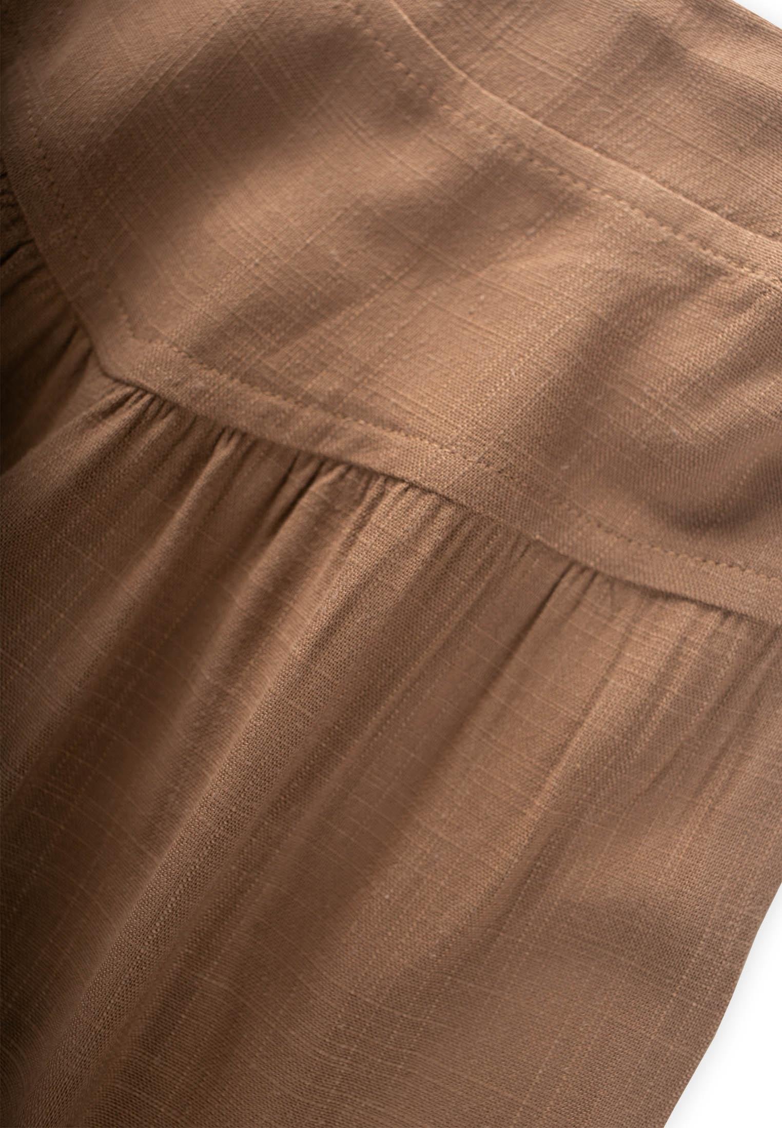 CigitKorsajlı Büzgülü Keten Pantolon 2-7 Yaş CARAMEL