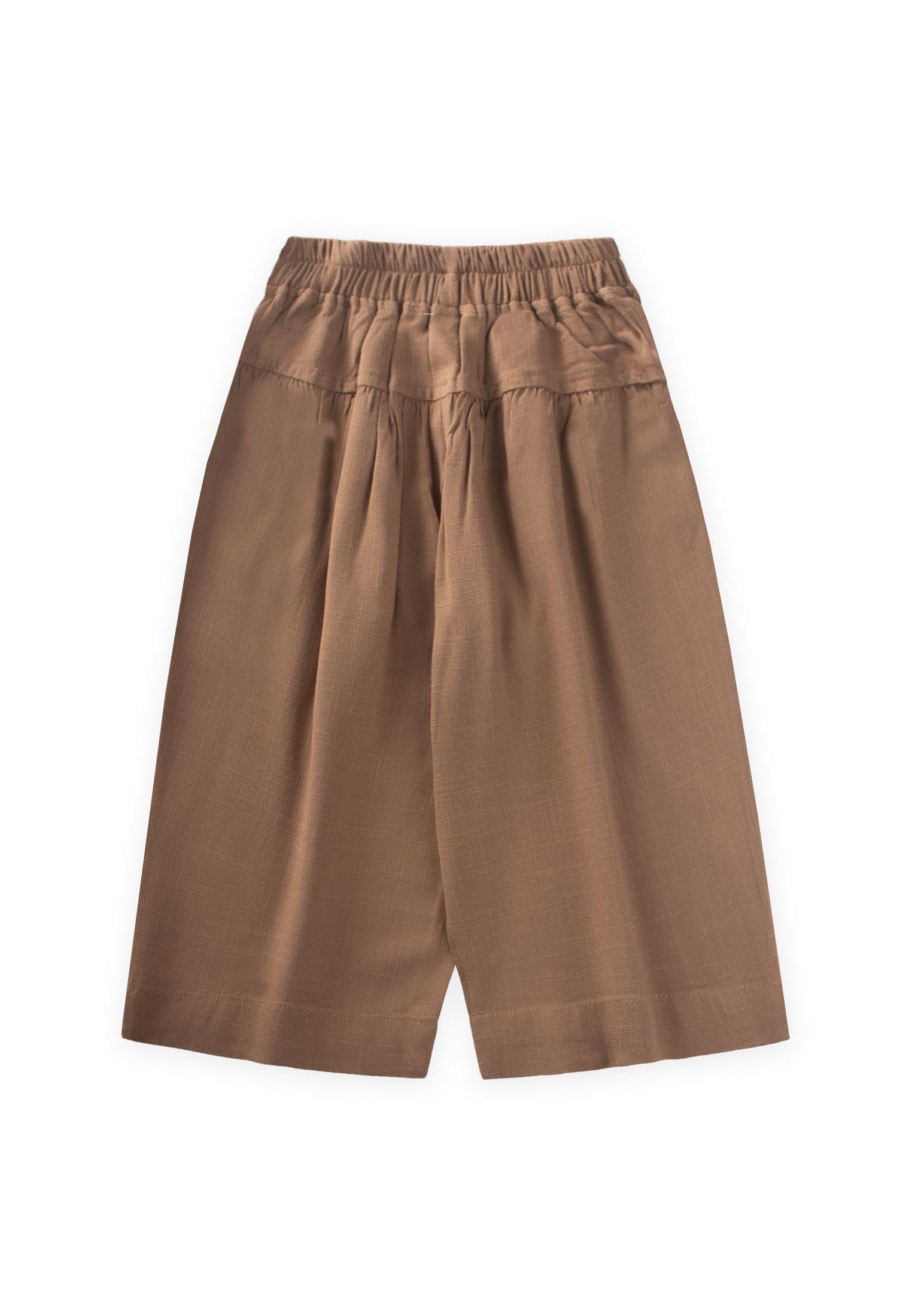 CigitKorsajlı Büzgülü Keten Pantolon 2-7 Yaş CARAMEL
