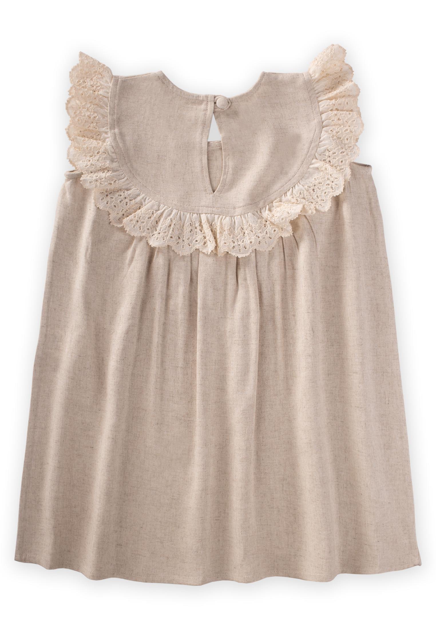 CigitRobadan Dantelli Keten Bluz 2-7 Yaş NATUREL