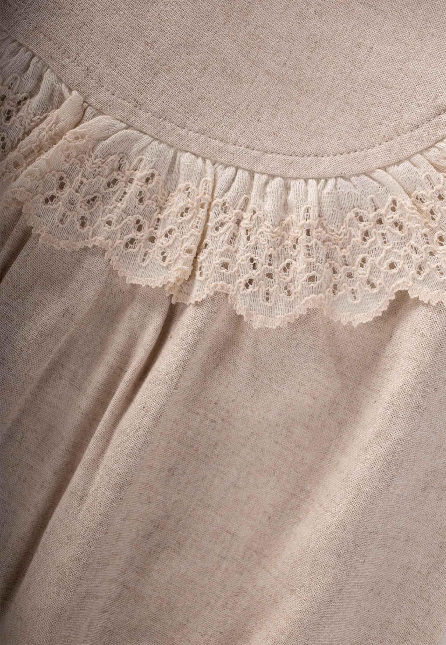 CigitRobadan Dantelli Keten Bluz 2-7 Yaş NATUREL