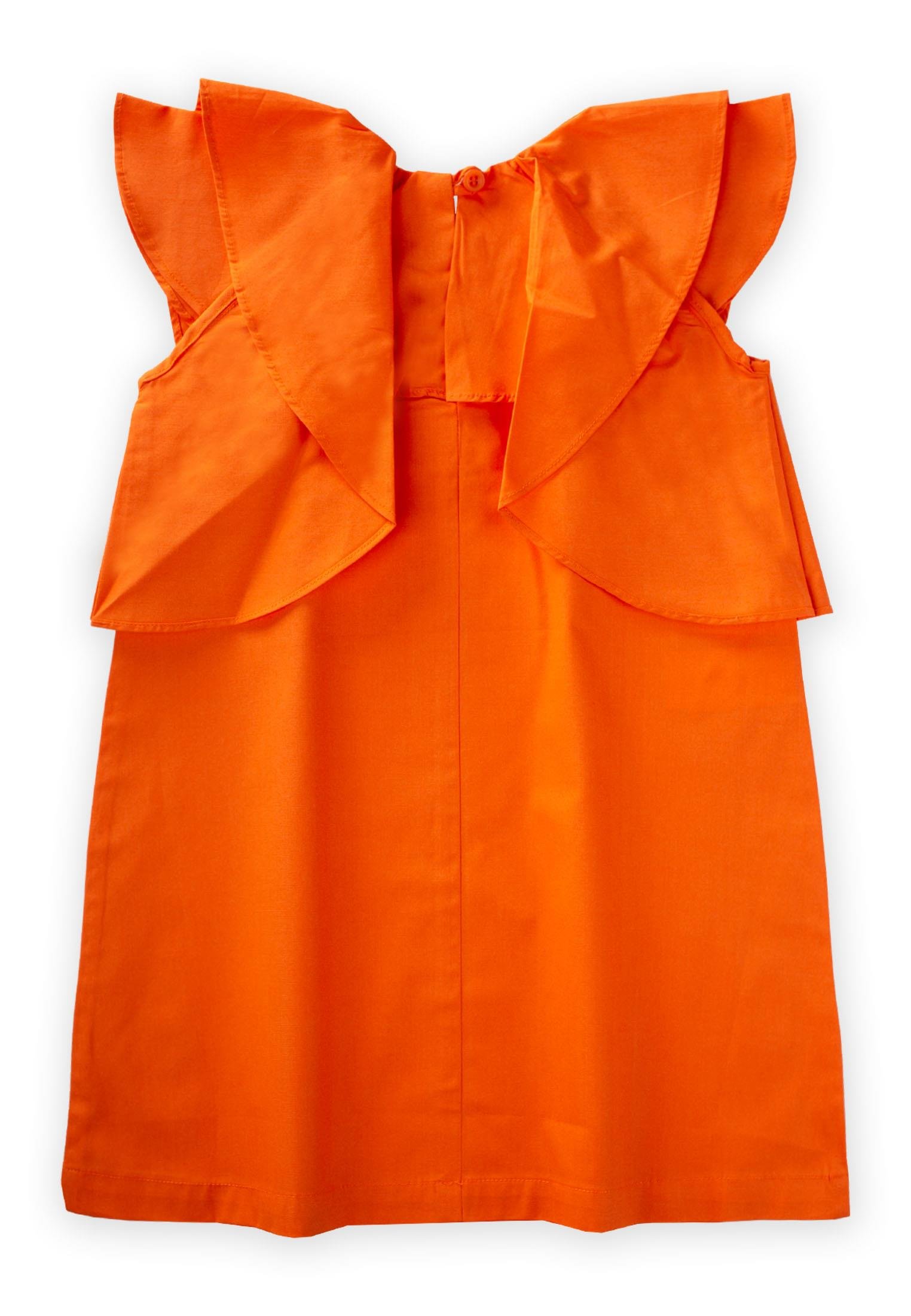 CigitVolanlı Poplin Elbise 2-7 Yaş TURUNCU