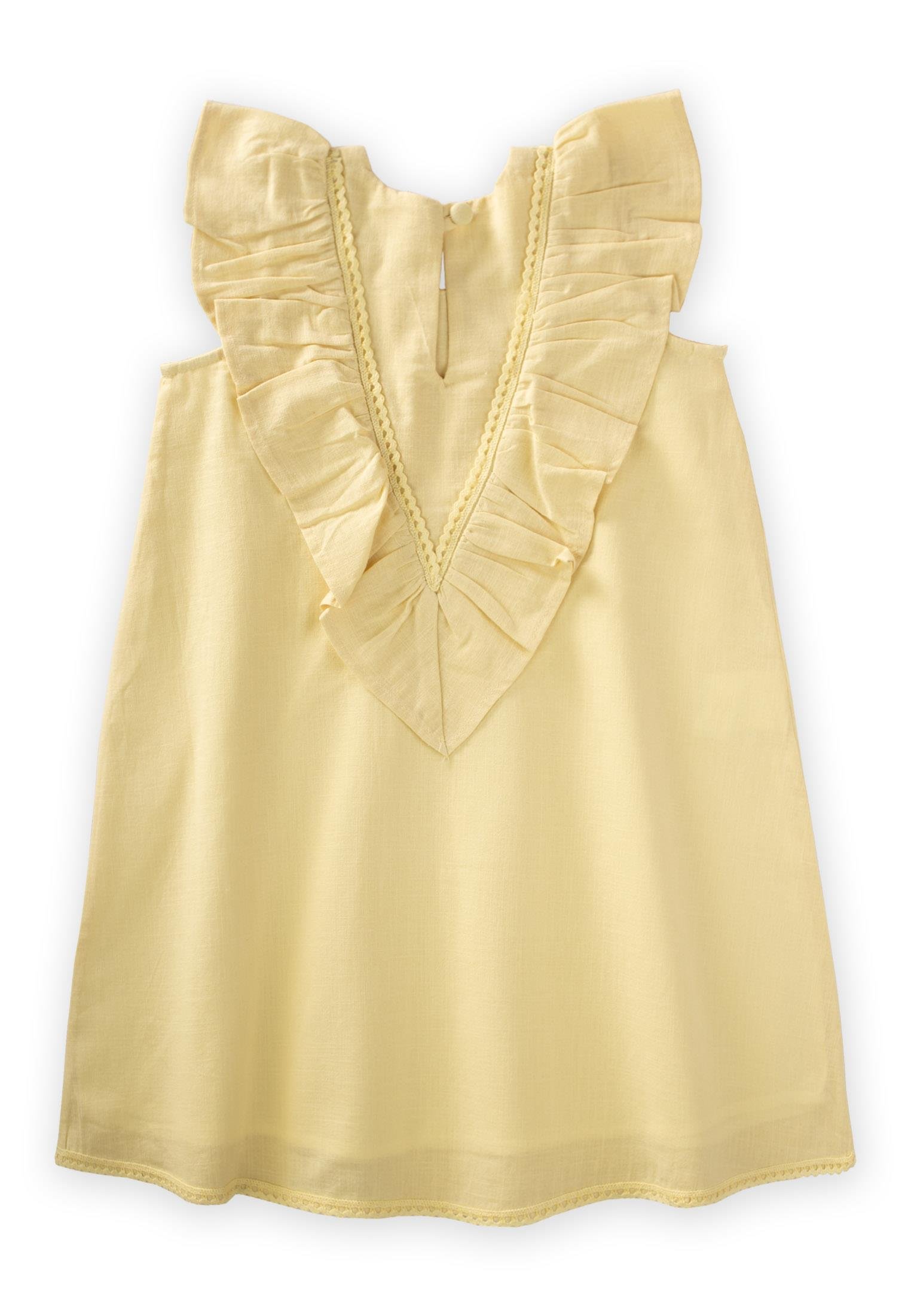 CigitEtek Ucu Ve Arkası Dantelli Elbise 2-7 Yaş SARI