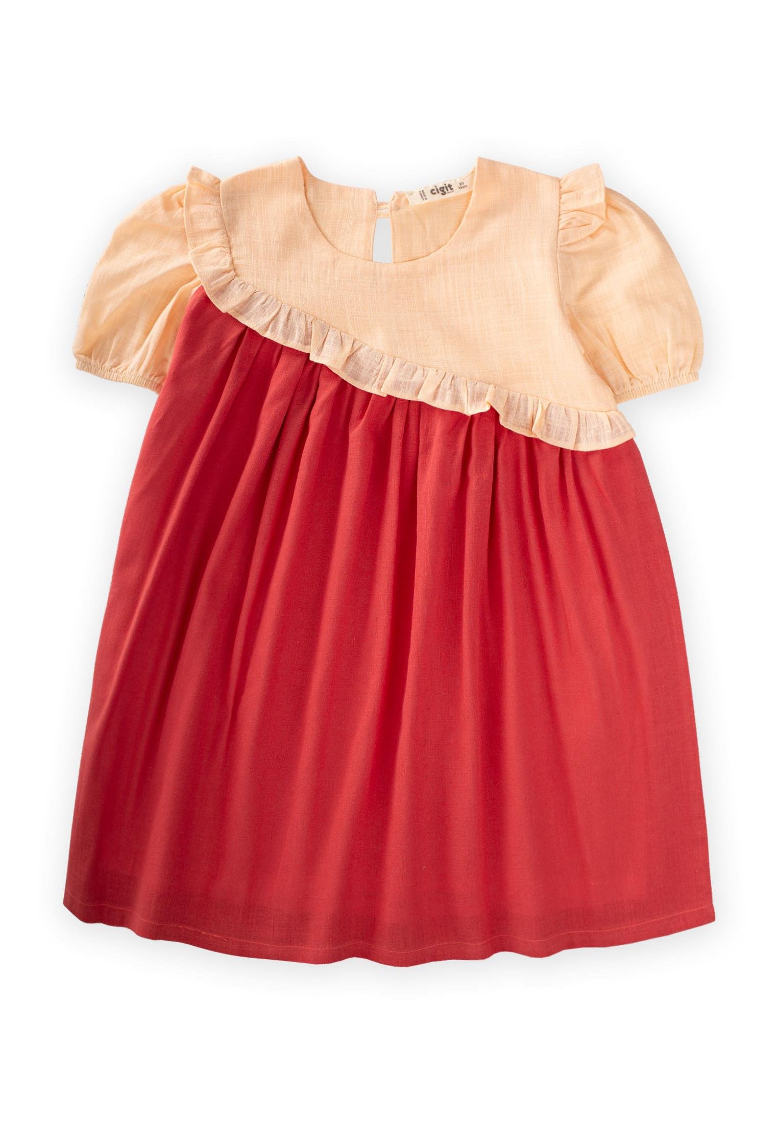 Cigitİki Renkli Asimetrik Elbise 2-7 Yaş YAVRUAĞZI