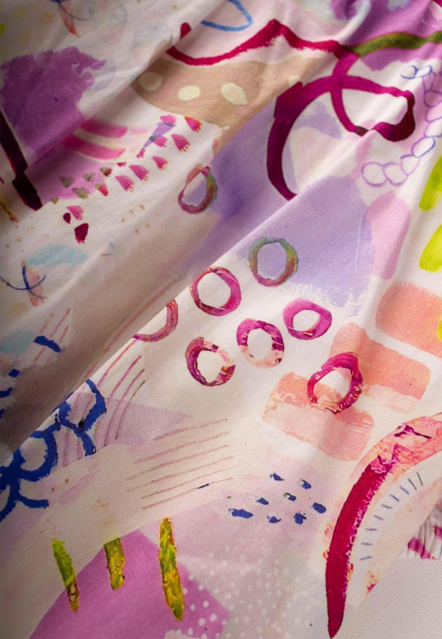 CigitYaka Kol Lastikli Poplin Elbise 2-7 Yaş EKRU FUŞYA