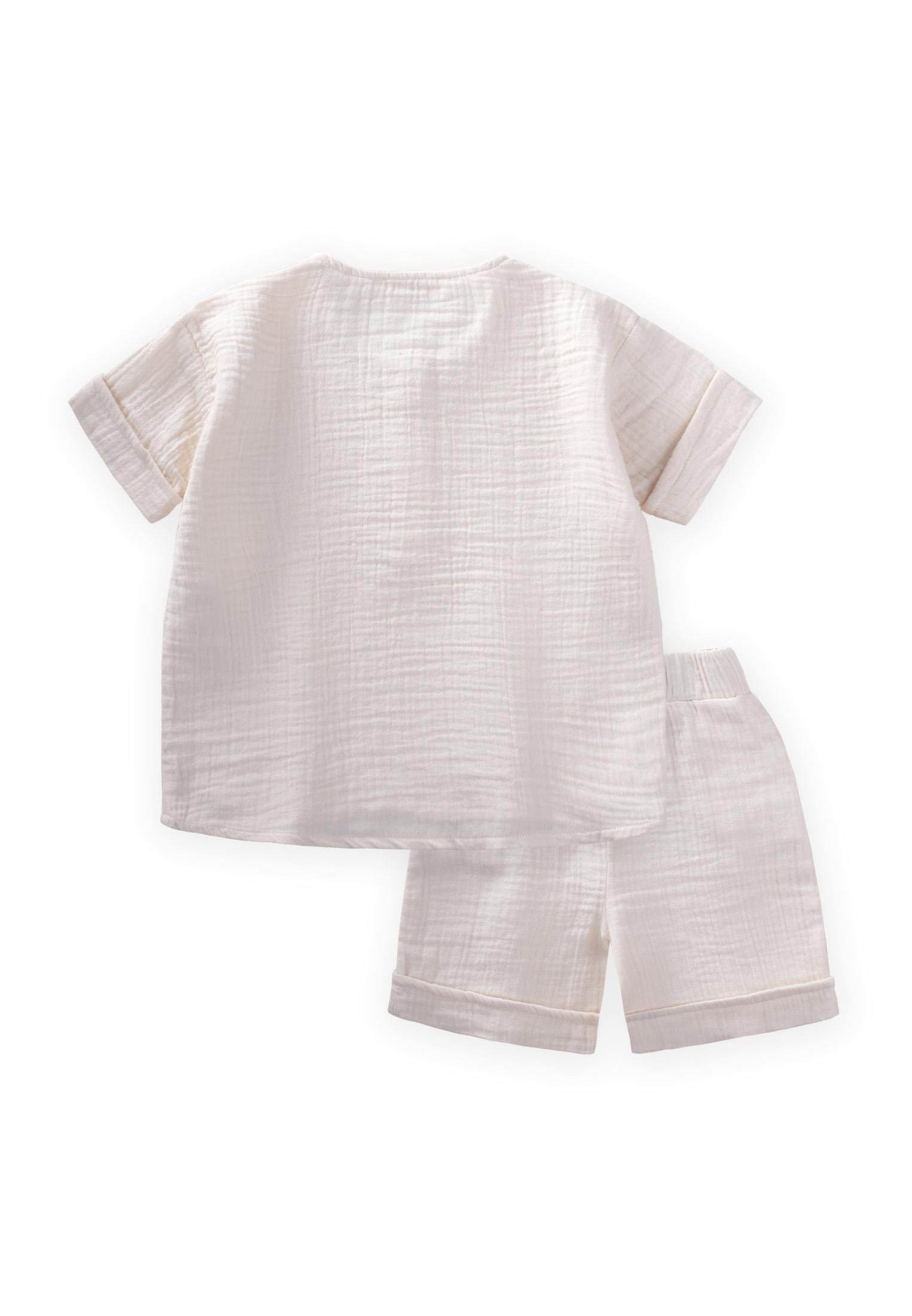 CigitMüslin Kısa Kol Şortlu Takım 2-7 Yaş BEYAZ