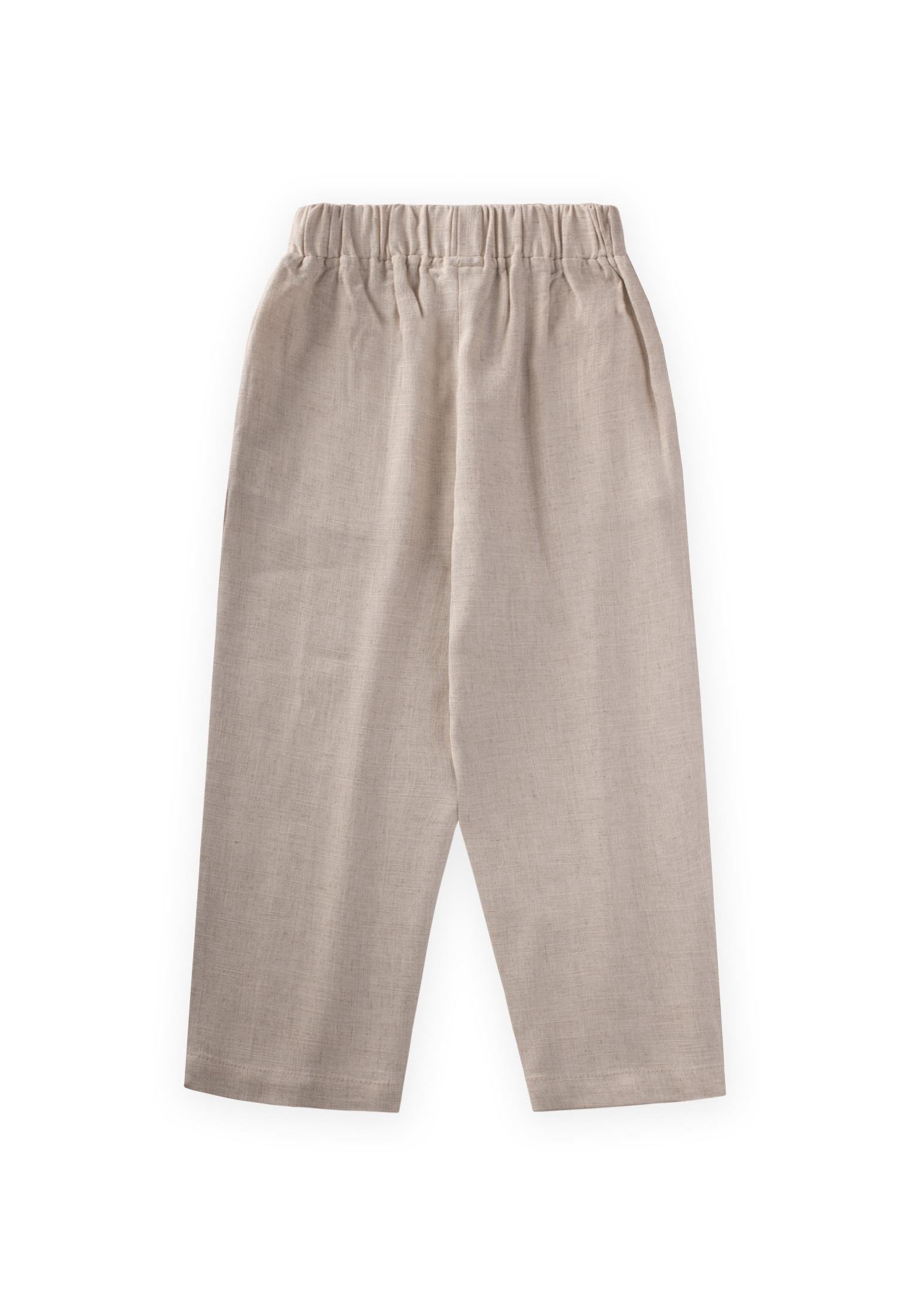 CigitPaça Ve Belden Kapalı A Pile Keten Pantolon 2-7 Yaş NATUREL