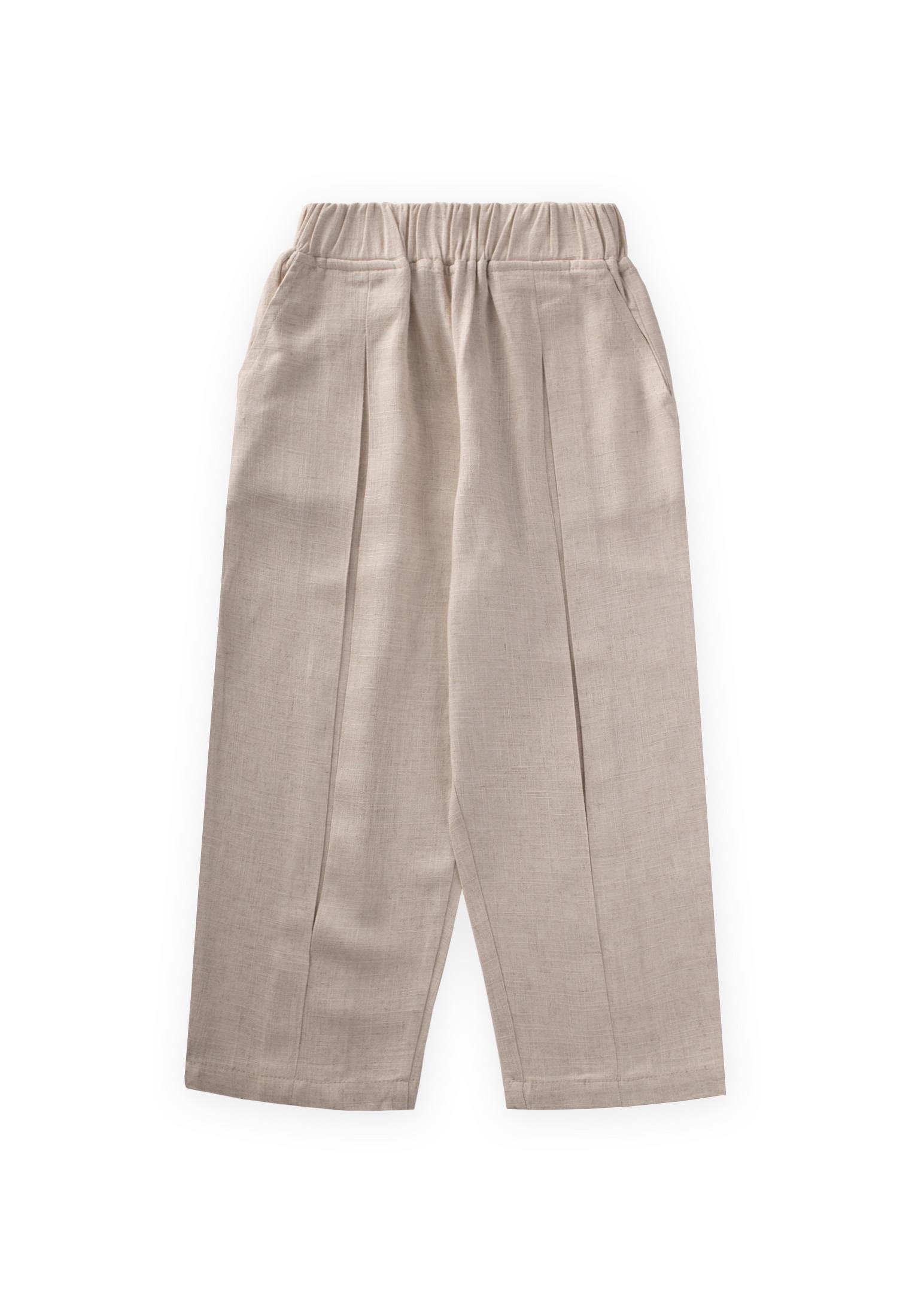 CigitPaça Ve Belden Kapalı A Pile Keten Pantolon 2-7 Yaş NATUREL