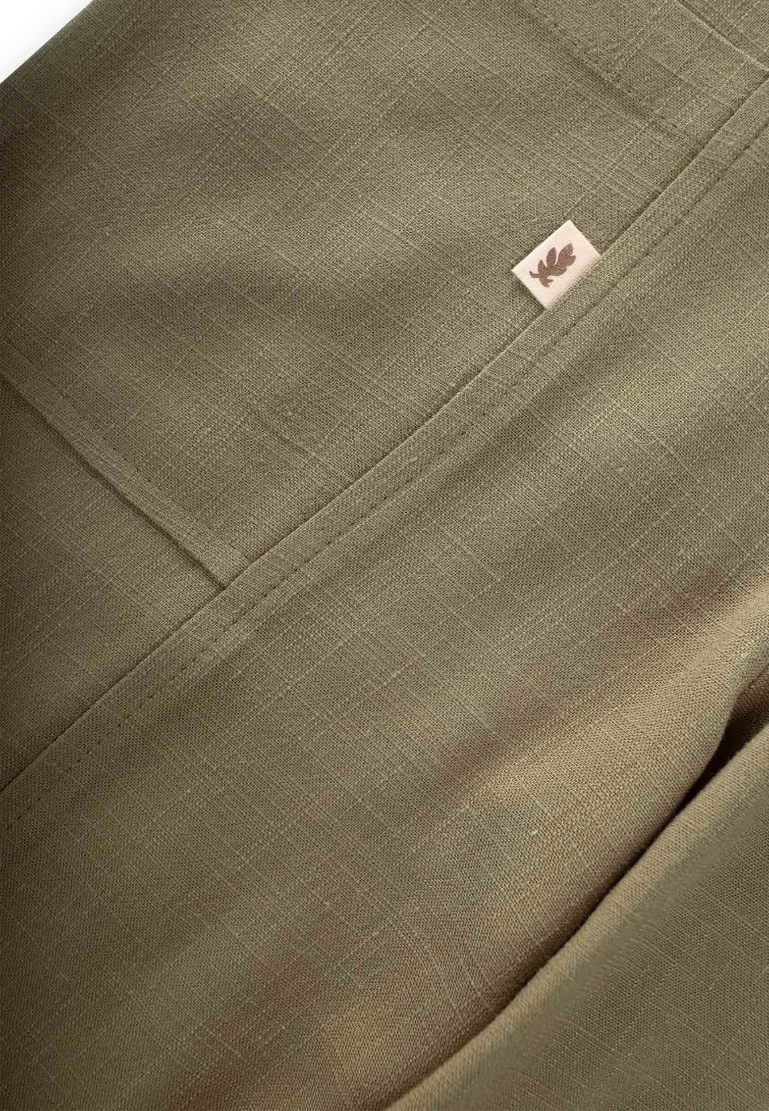 CigitV Yaka Paça Lastikli Keten Salopet 2-7 Yaş HAKİ YEŞİL