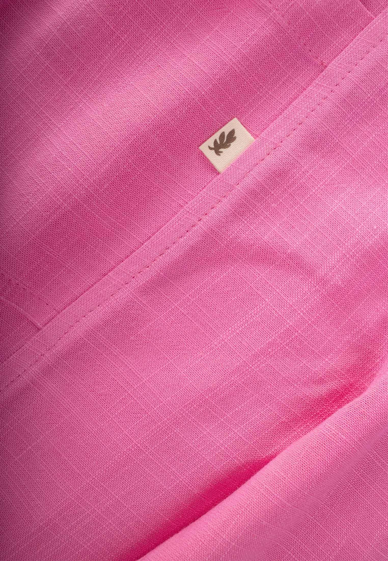 CigitV Yaka Paça Lastikli Keten Salopet 2-7 Yaş PEMBE