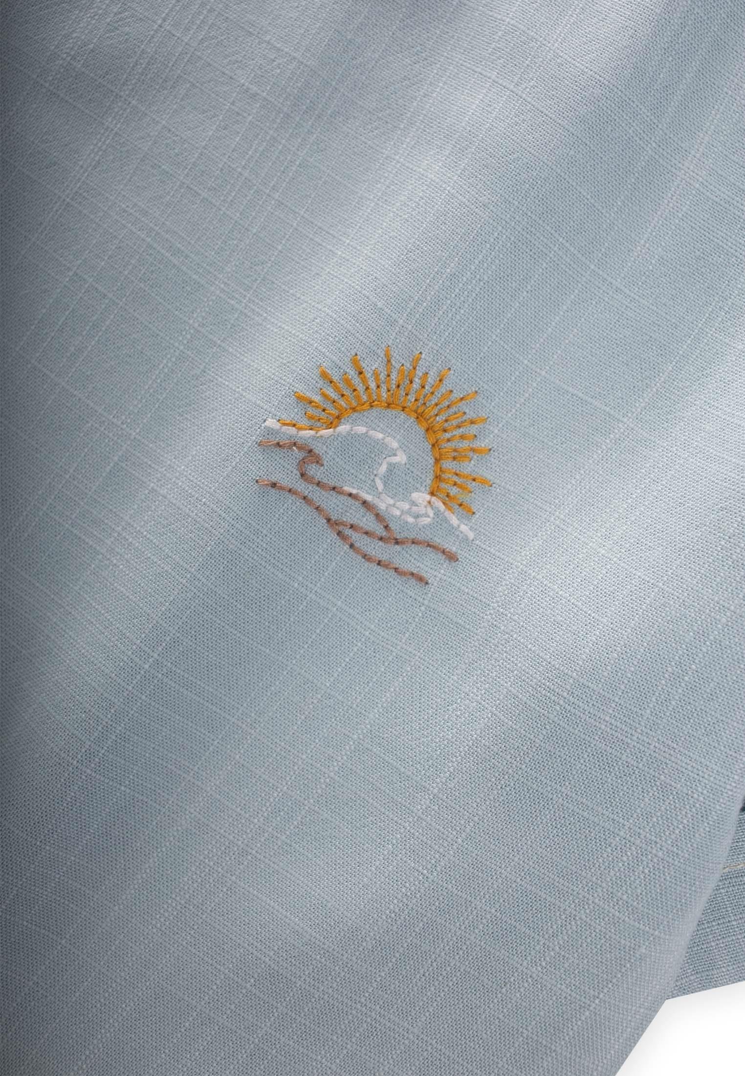 CigitGüneş Nakışlı Keten Bluz 2-7 Yaş MAVİ