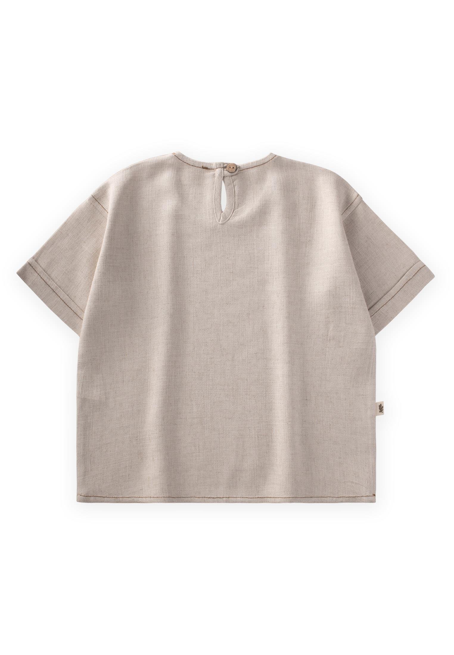 CigitGüneş Nakışlı Keten Bluz 2-7 Yaş NATUREL