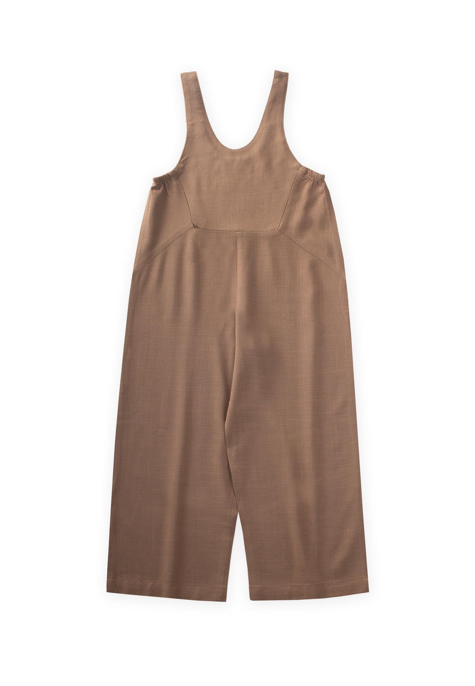 CigitRoba Komple Nakışlı Keten Salopet 2-7 Yaş CARAMEL