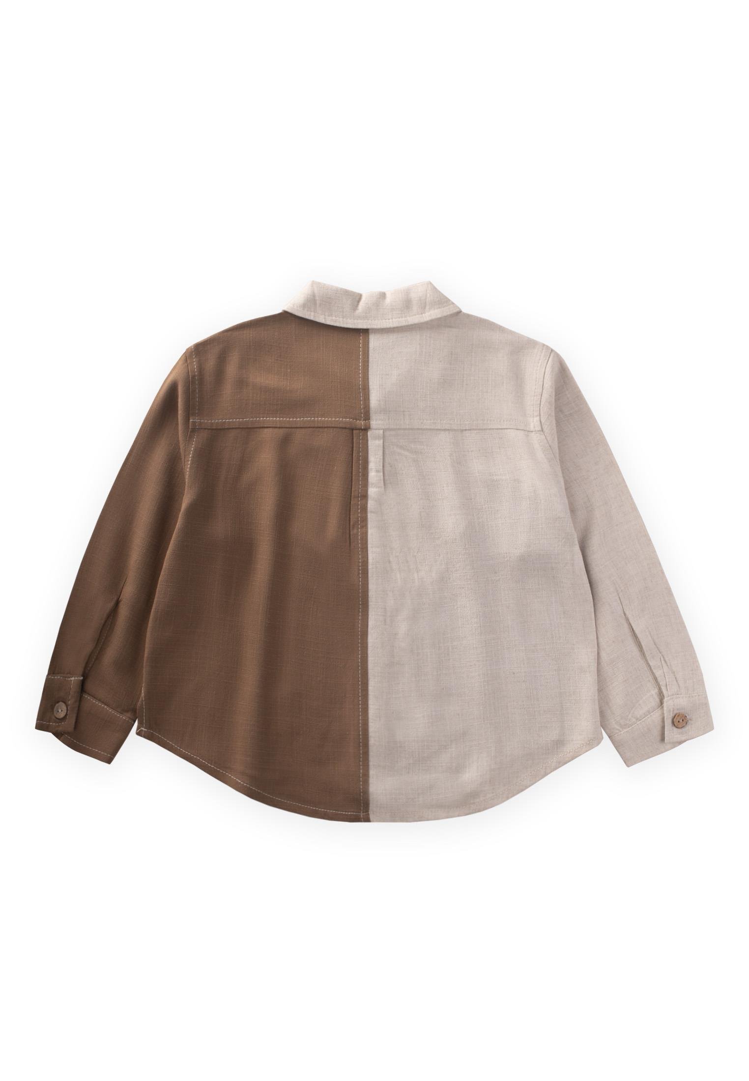 Cigitİki Renkli Keten Gömlek 2-7 Yaş NATUREL-CARAMEL