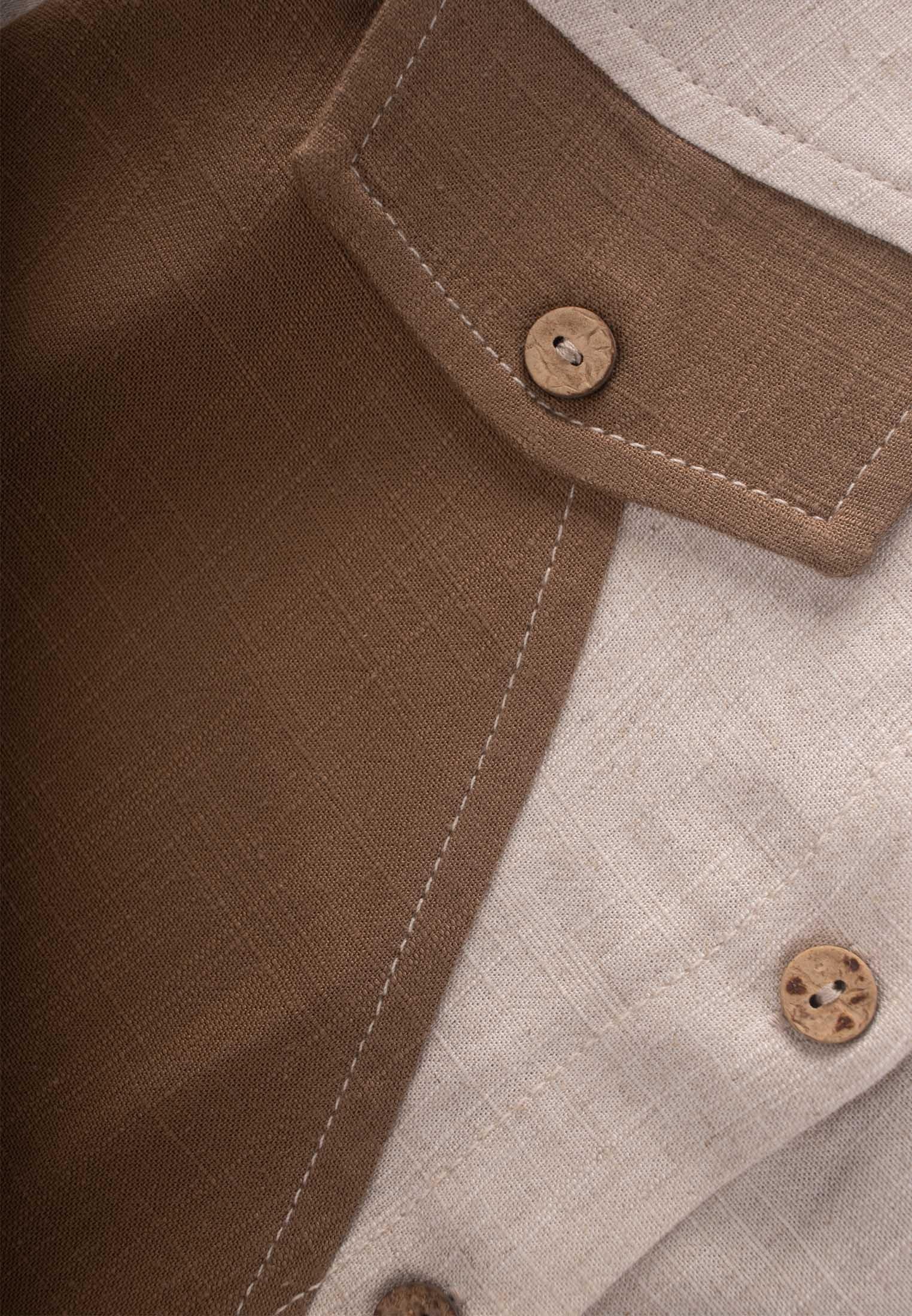 Cigitİki Renkli Keten Gömlek 2-7 Yaş NATUREL-CARAMEL