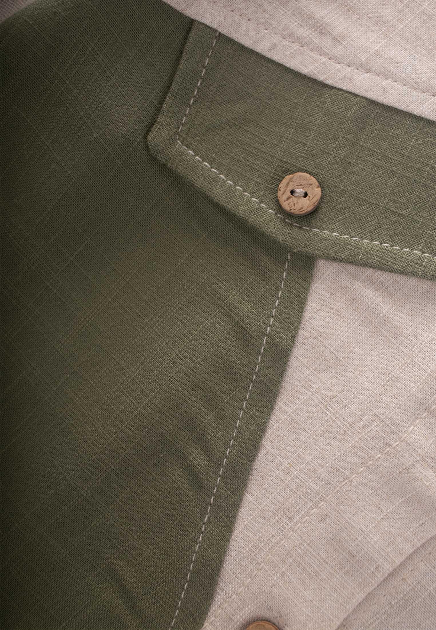 Cigitİki Renkli Keten Gömlek 2-7 Yaş NATUREL-HAKİ