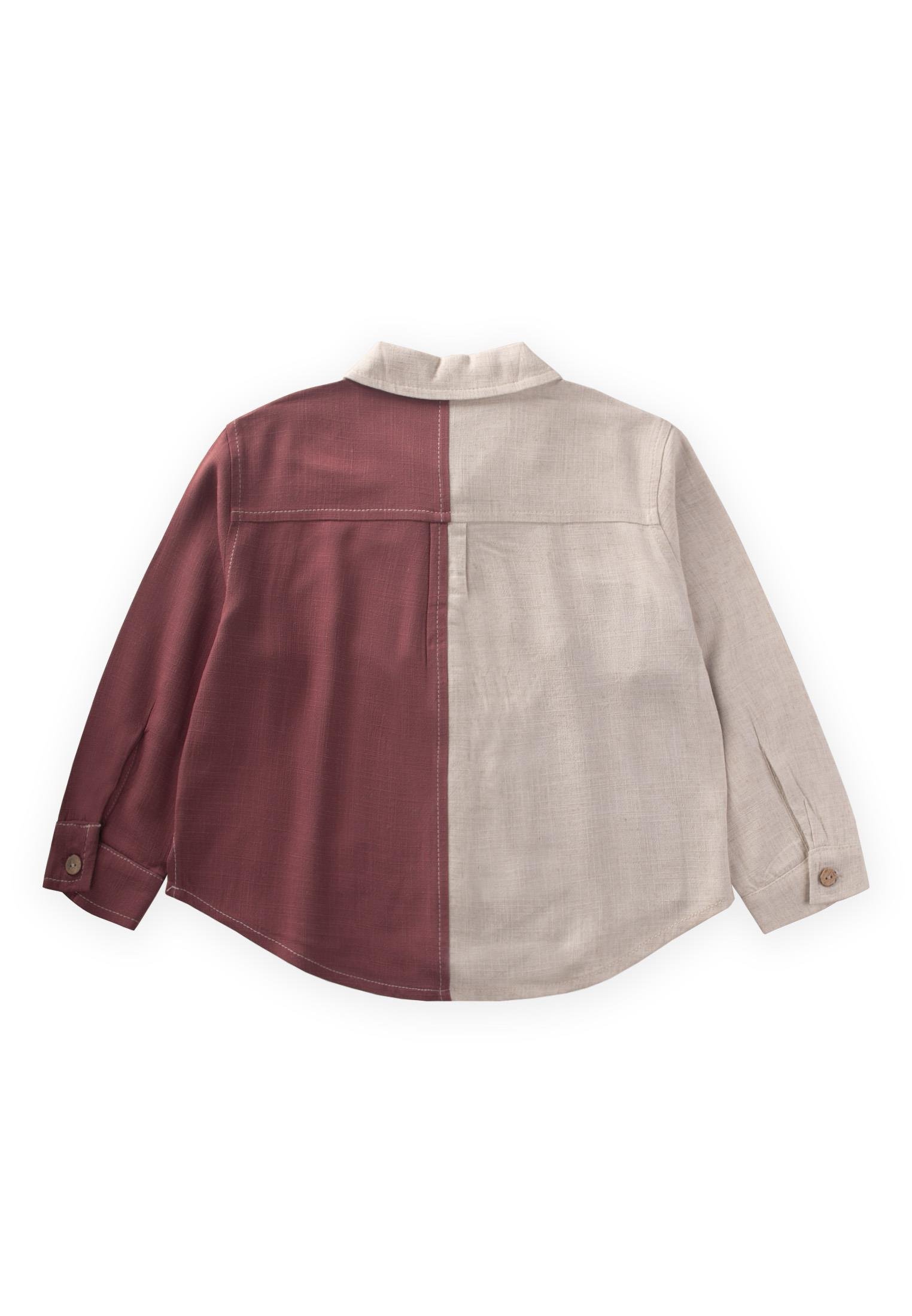 Cigitİki Renkli Keten Gömlek 2-7 Yaş NATUREL-MÜRDÜM