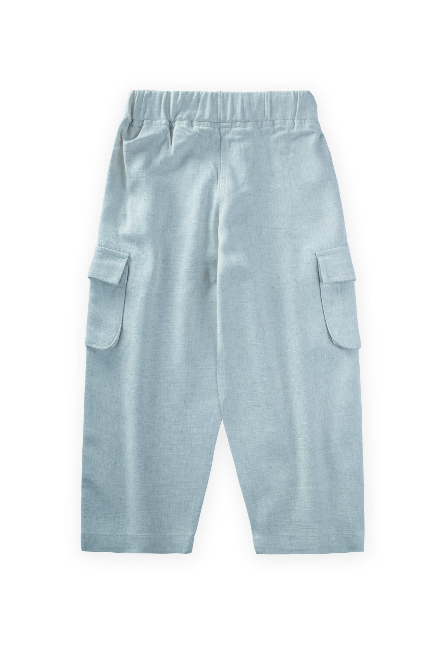 CigitÇift Körük Cepli Keten Pantolon 2-7 Yaş MAVİ