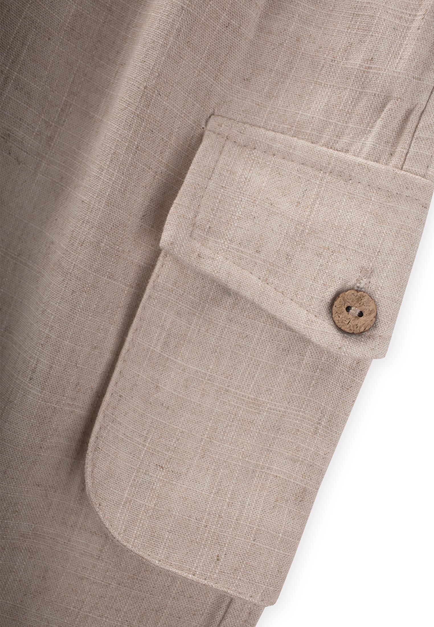 CigitÇift Körük Cepli Keten Pantolon 2-7 Yaş NATUREL