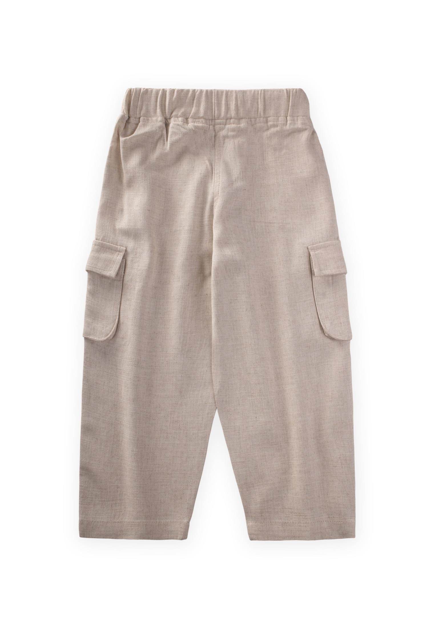 CigitÇift Körük Cepli Keten Pantolon 2-7 Yaş NATUREL