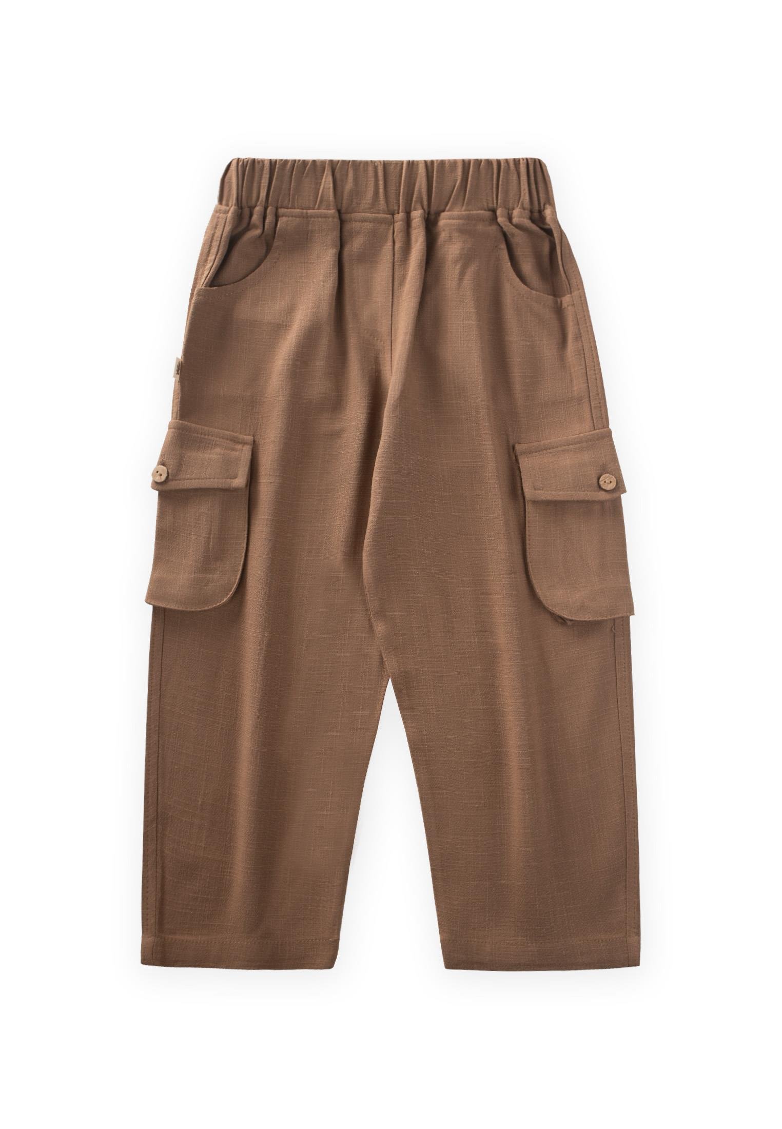CigitÇift Körük Cepli Keten Pantolon 2-7 Yaş CARAMEL