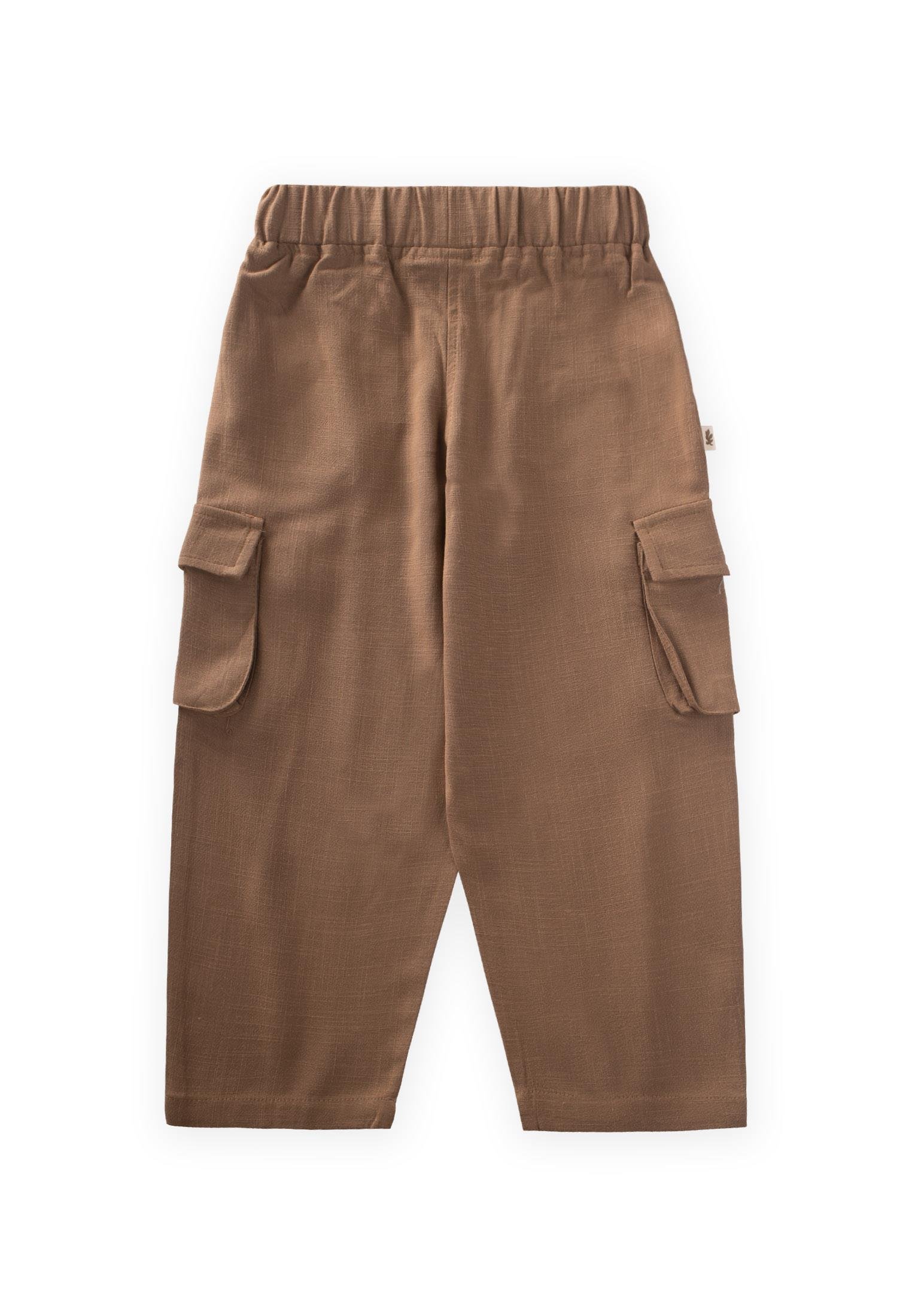 CigitÇift Körük Cepli Keten Pantolon 2-7 Yaş CARAMEL