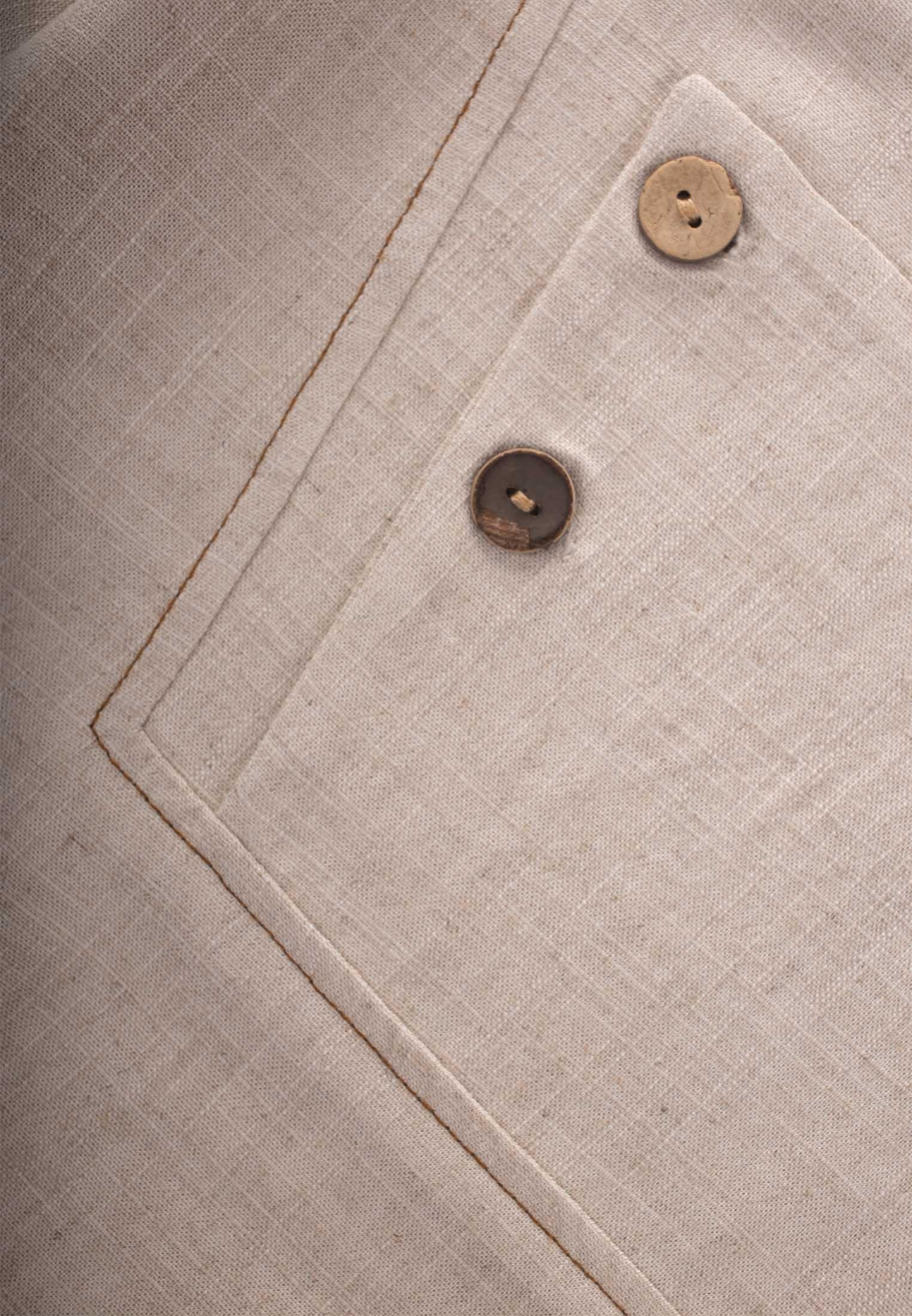 CigitKontrast Dikişli Keten Bluz 2-7 Yaş NATUREL