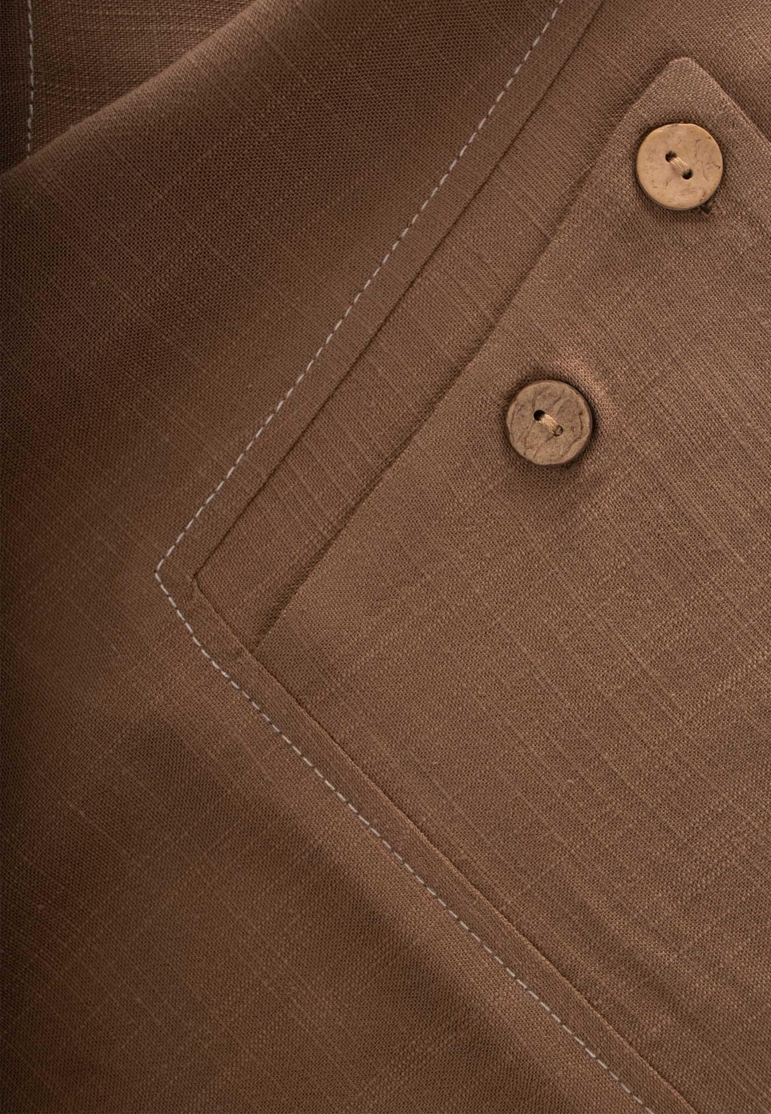 CigitKontrast Dikişli Keten Bluz 2-7 Yaş CARAMEL