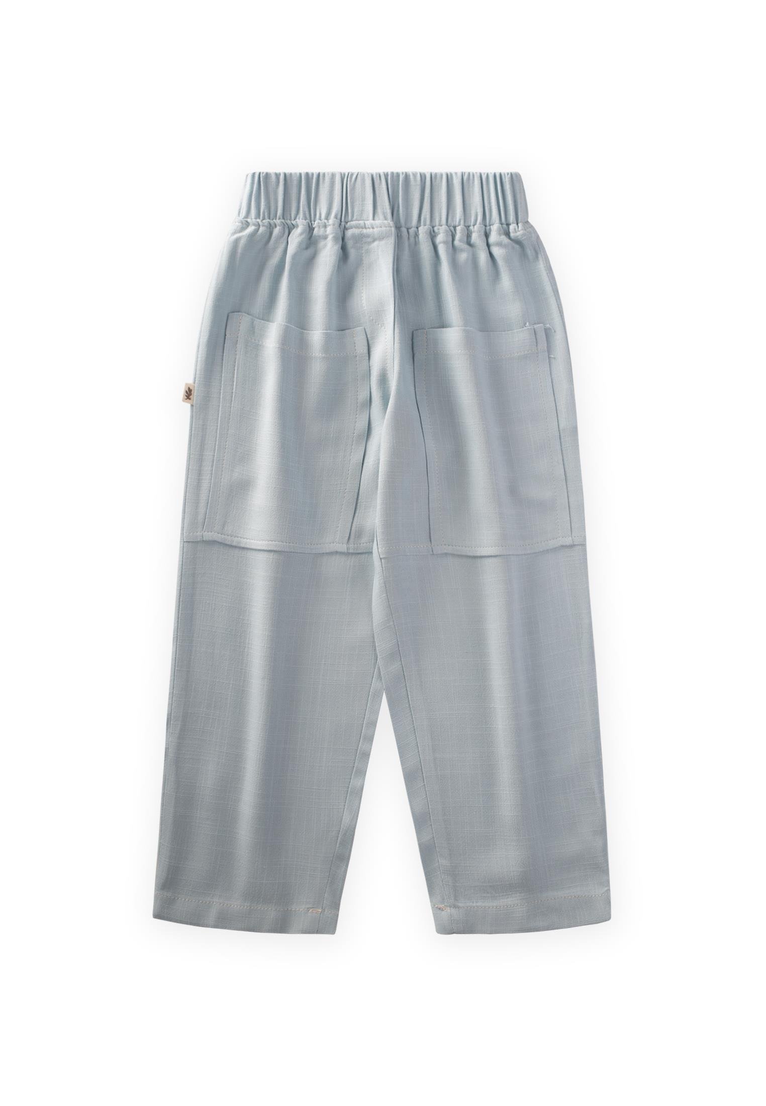 CigitKontrast Dikişli Keten Pantolon 2-7 Yaş MAVİ