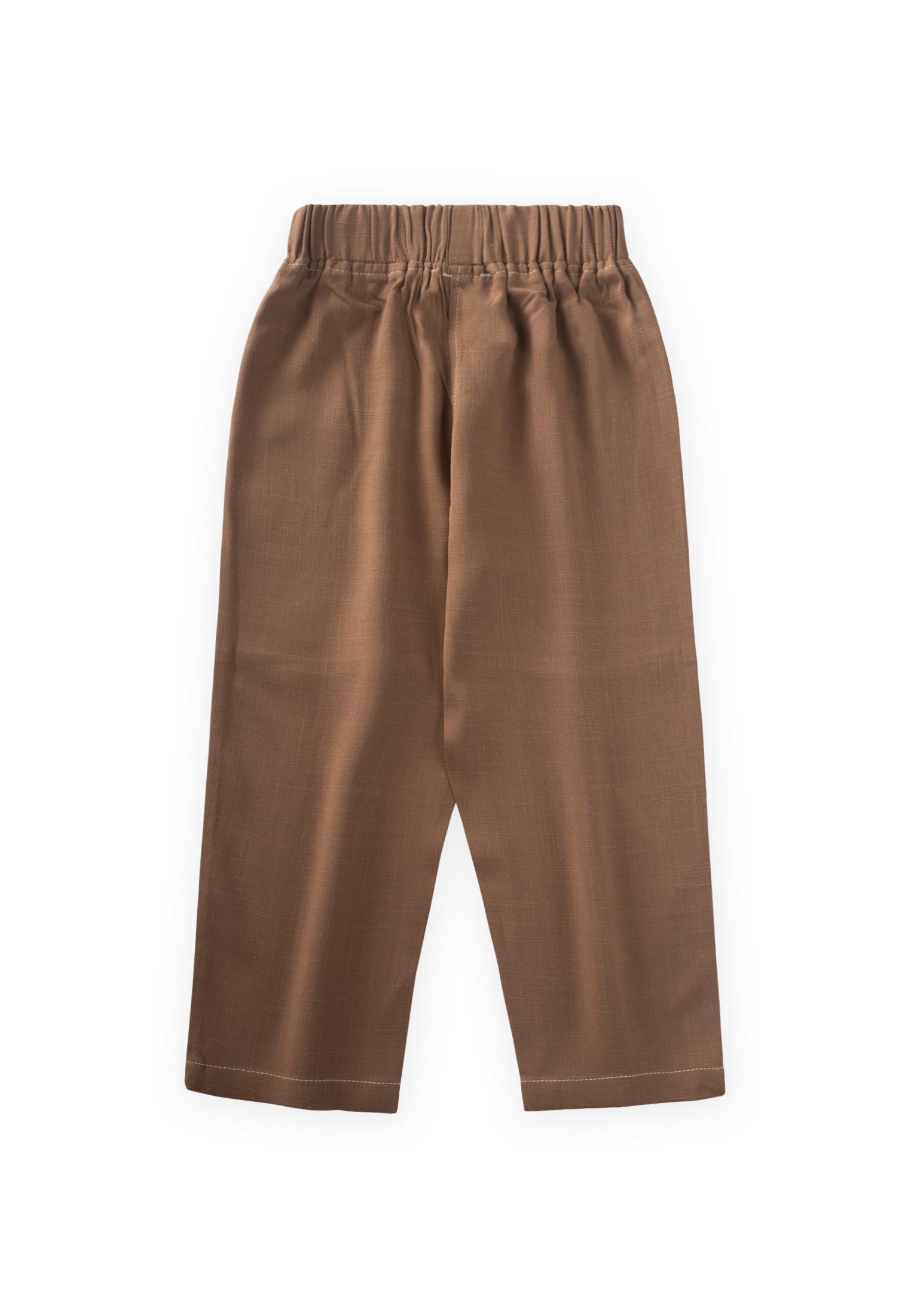 CigitKontrast Dikişli Keten Pantolon 2-7 Yaş CARAMEL