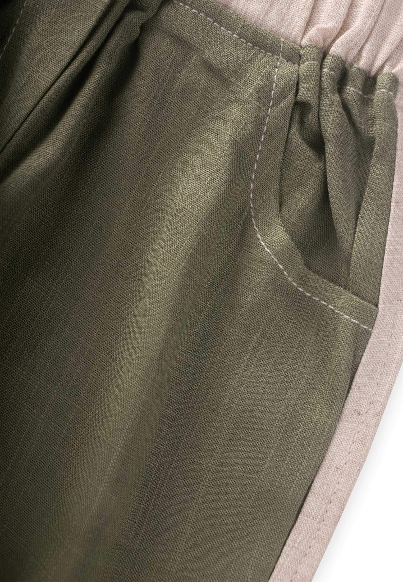 Cigitİki Renkli Keten Pantolon 2-7 Yaş HAKİ YEŞİL