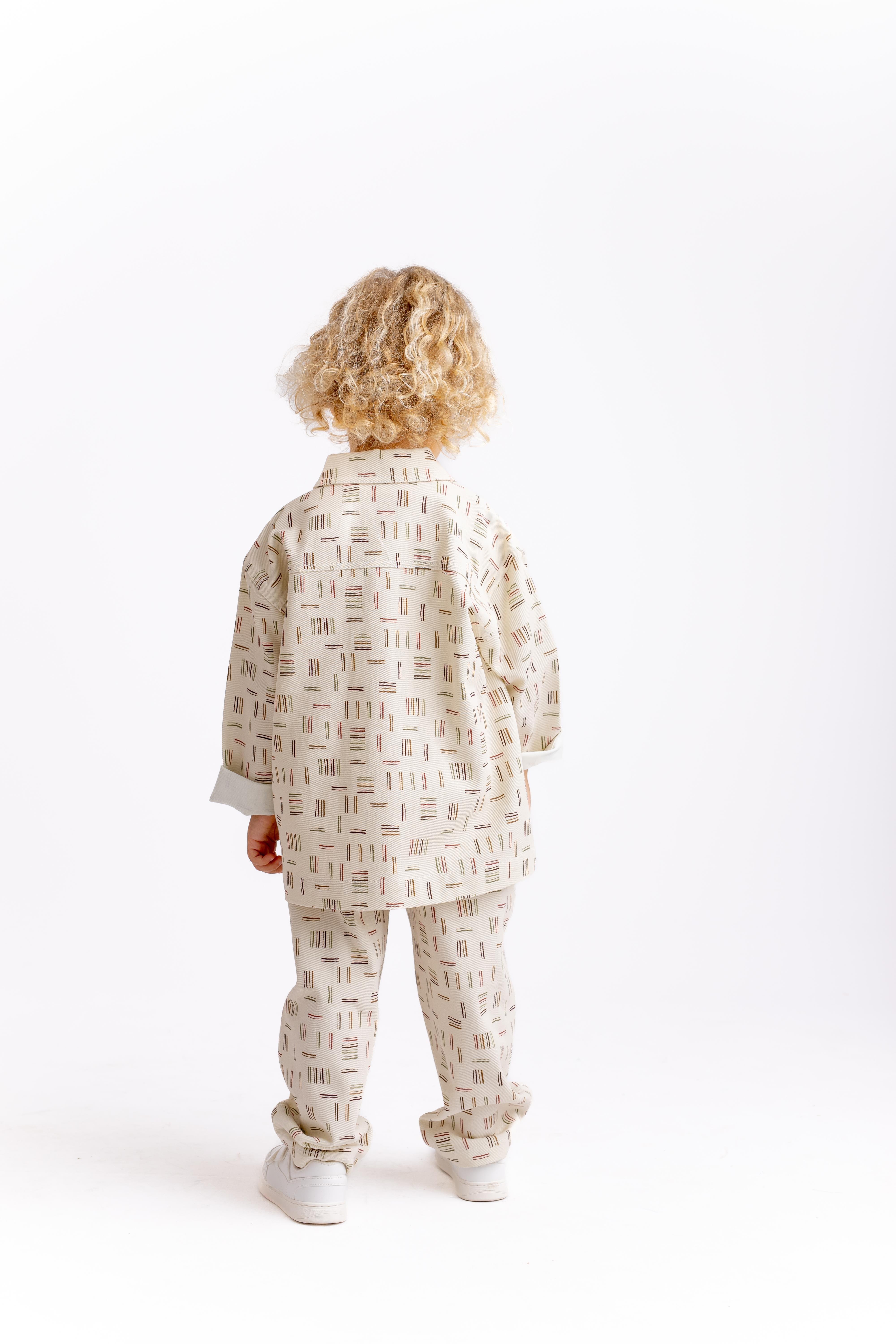 CigitÇizgi Desenli Gabardin Ceket 2-7 Yaş EKRU ÇİZGİLİ