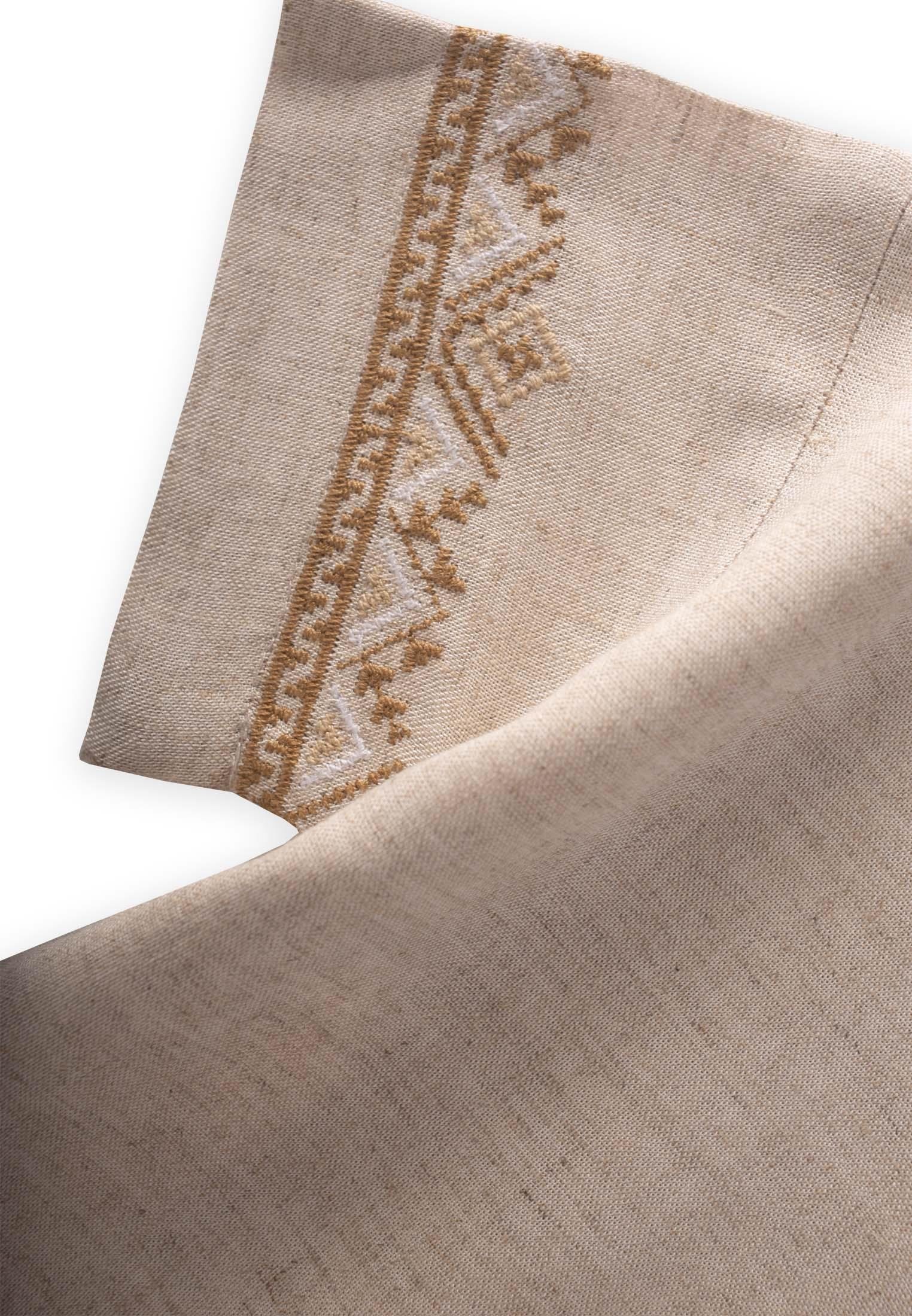 CigitKolları Nakışlı Gömlek Şort Keten Takım 2-7 Yaş NATUREL