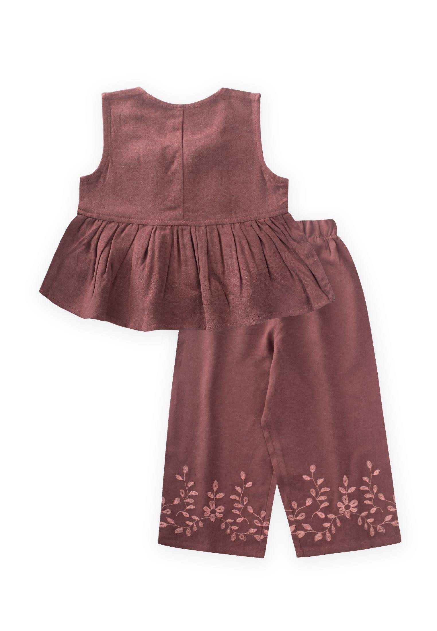 CigitPaçaları Nakışlı Keten Takım 2-7 Yaş MÜRDÜM