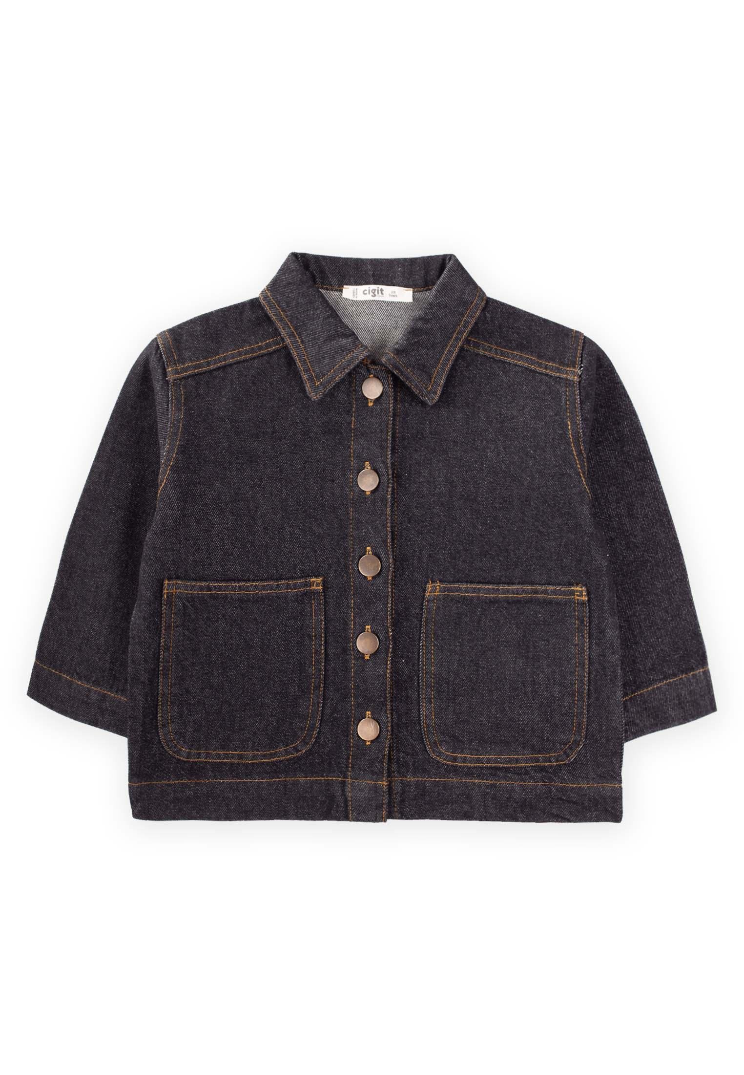 CigitKoyu Yıkama Kot Ceket 2-7 Yaş SİYAH