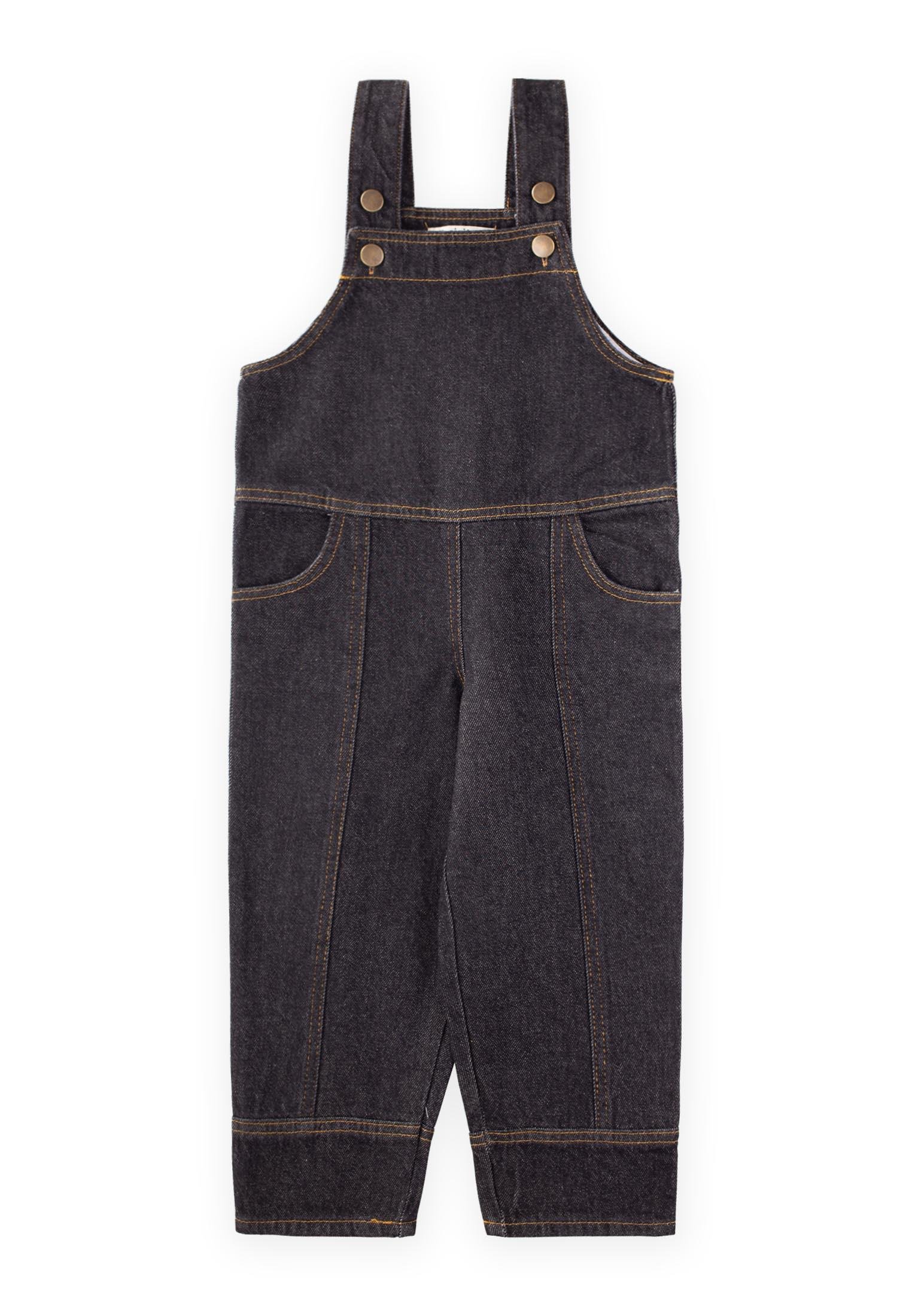 CigitYandan Cepli Kot Salopet 2-7 Yaş SİYAH