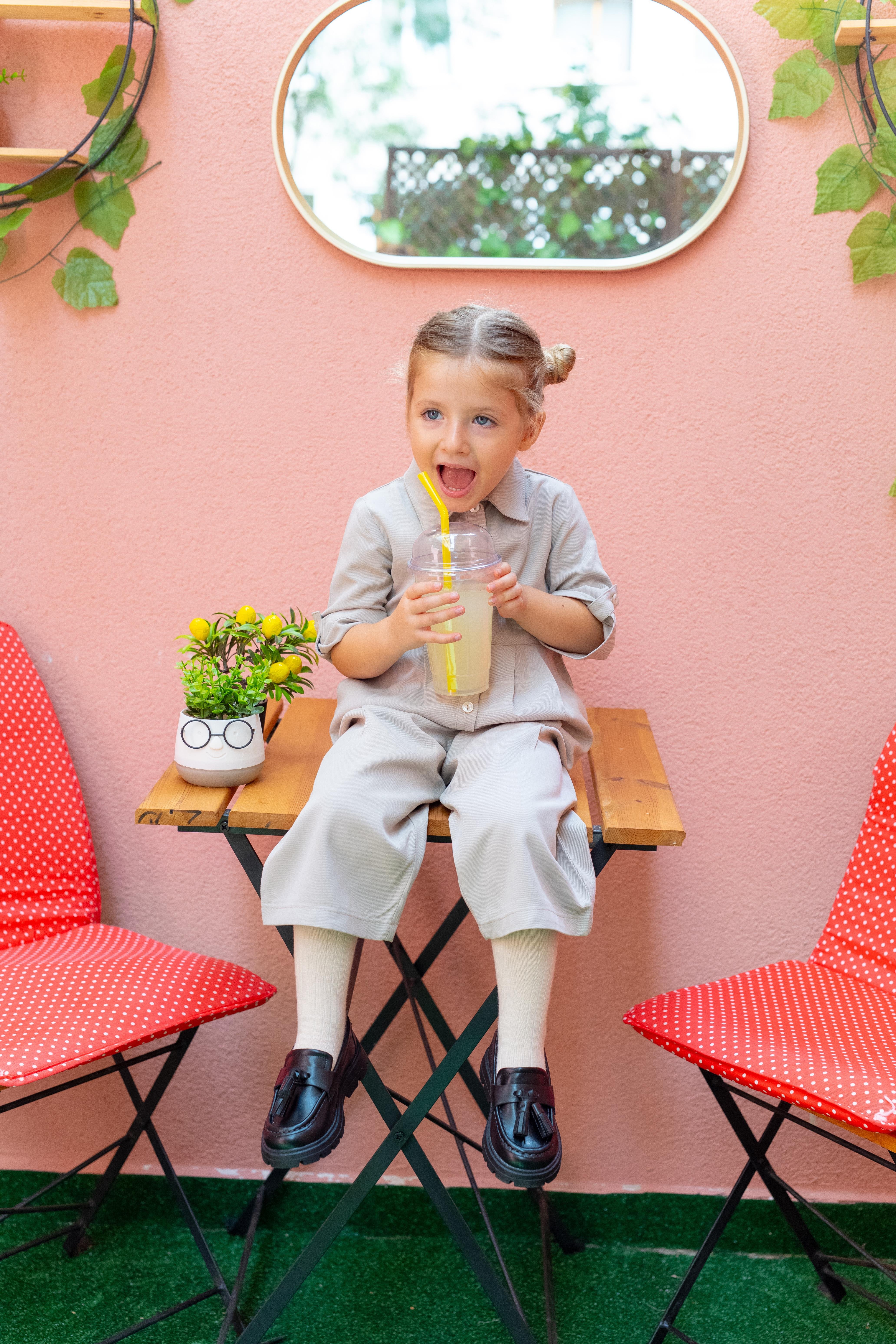 CigitYakalı Pileli Tencel Tulum 2-7 Yaş BEJ